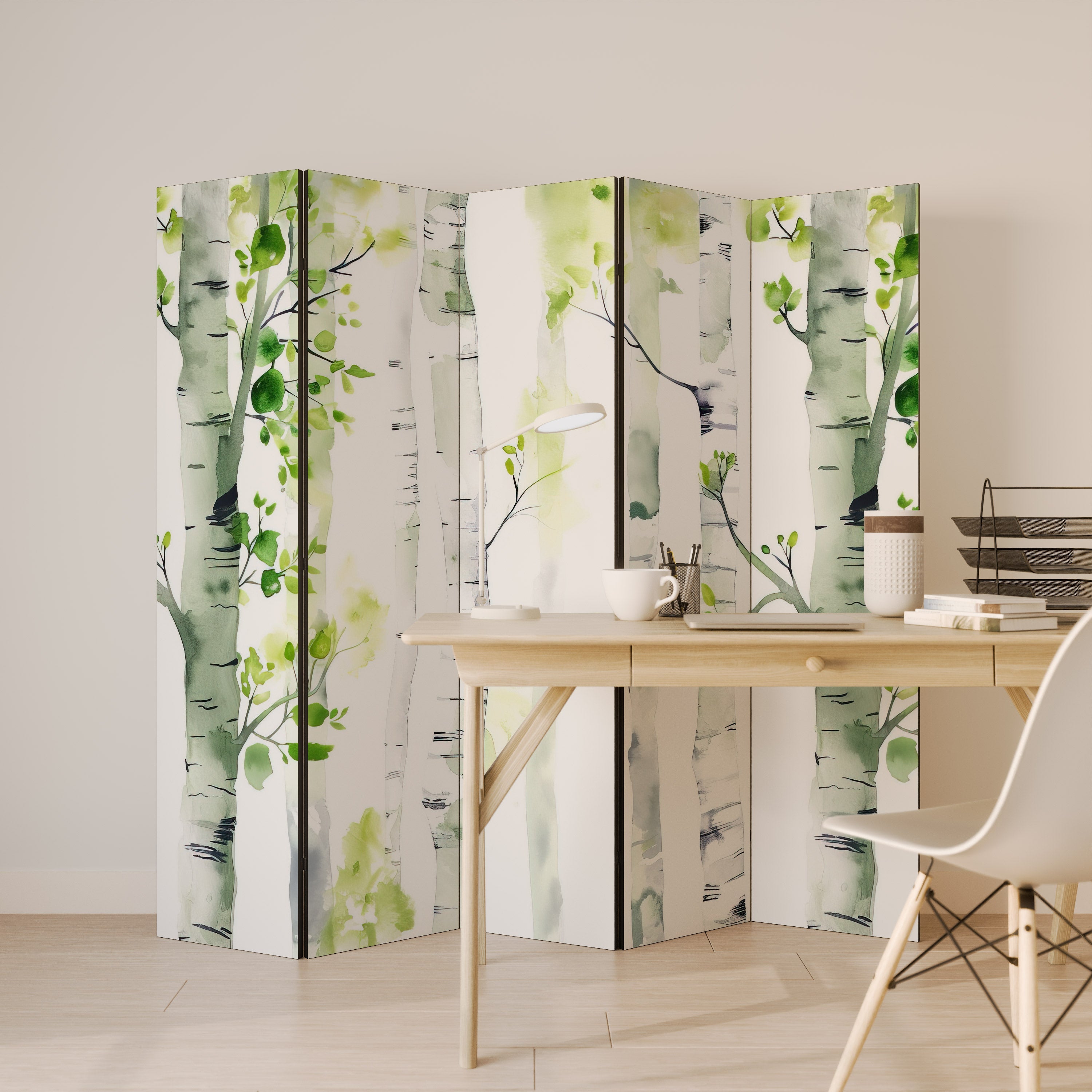 BIRCHY SOLACE Decorative 5-Panel Room Divider