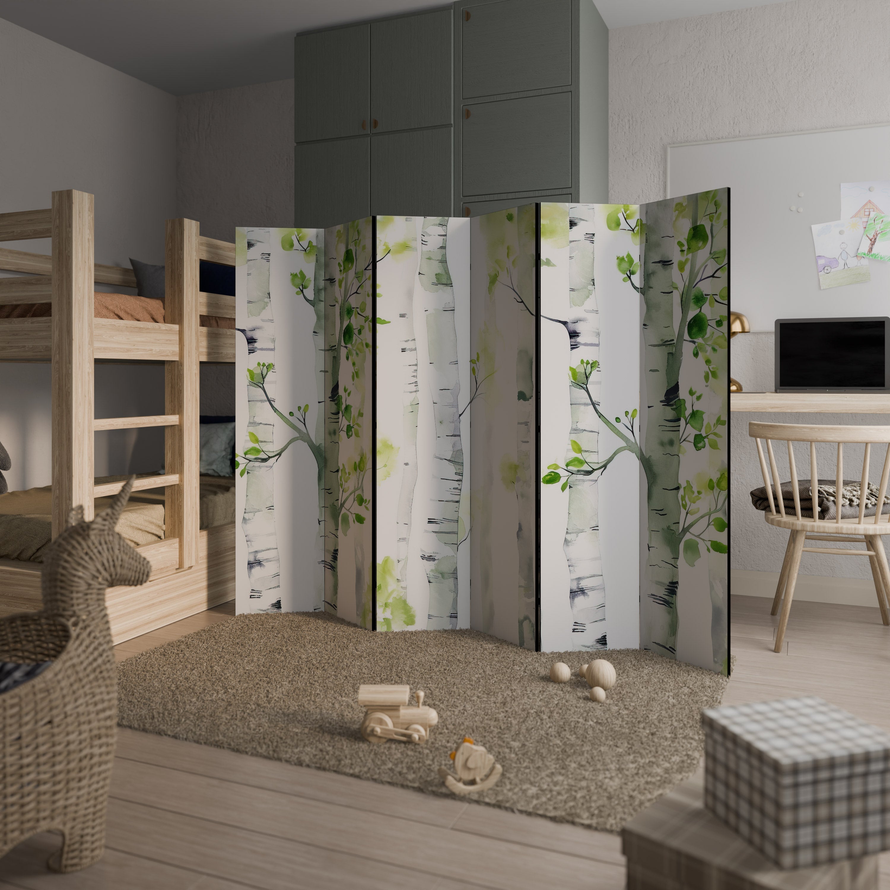 BIRCHY SOLACE Decorative 6-Panel Room Divider