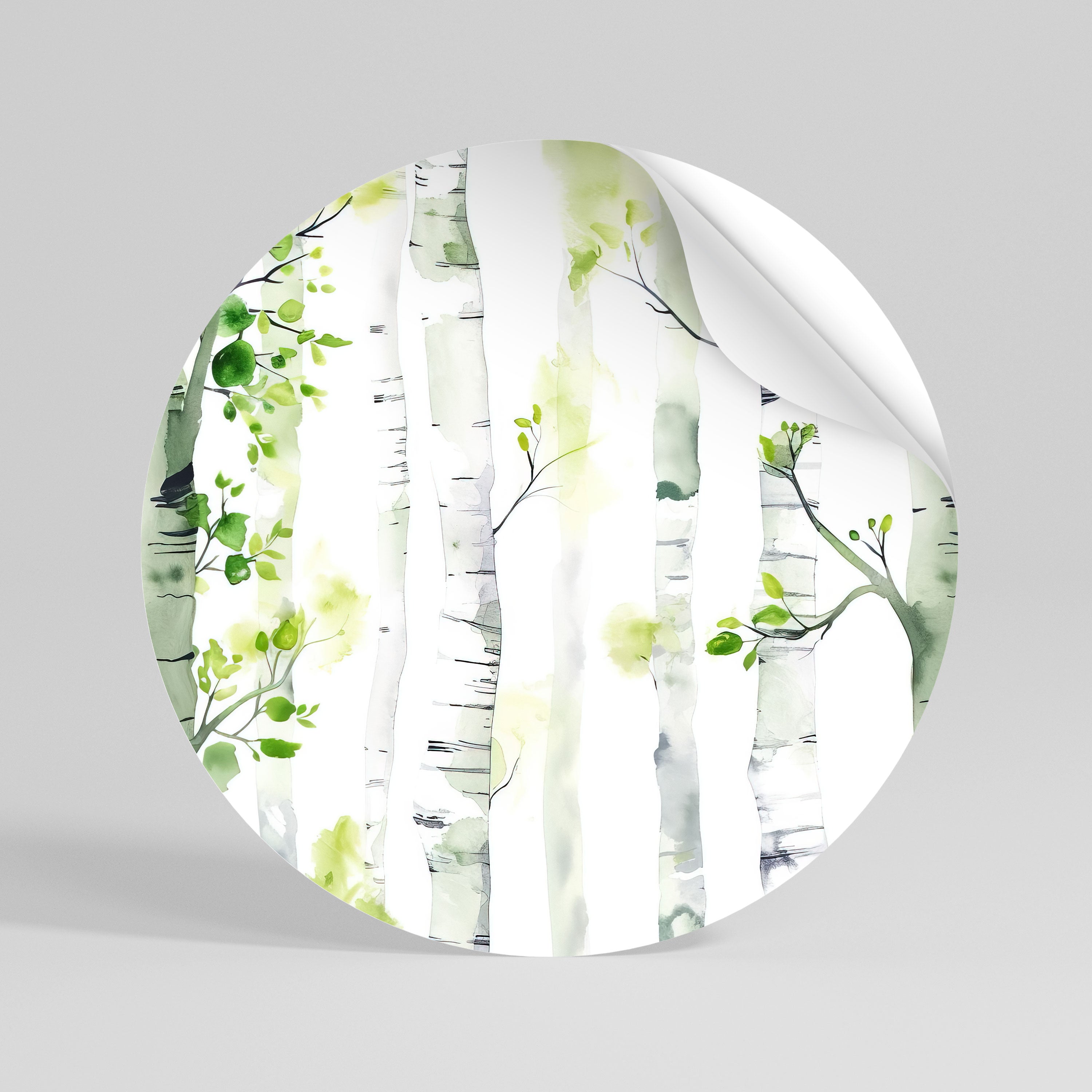BIRCHY SOLACE Peel and Stick Round Sticker