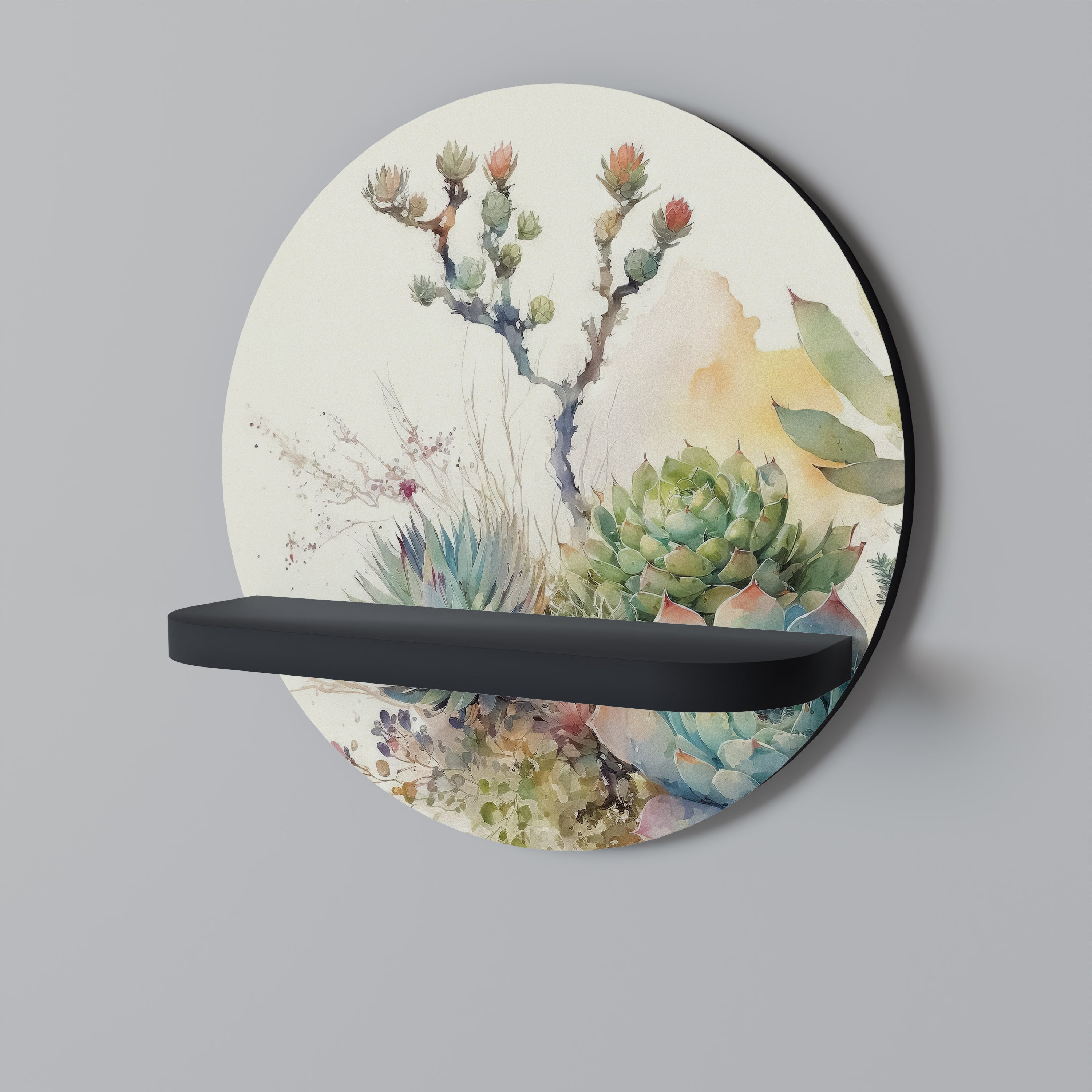 SECRET GARDEN Prateleira Redonda Decorativa em Acabamento Preto