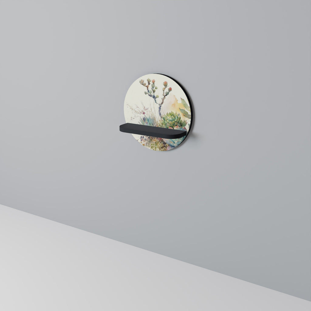 SECRET GARDEN Round Art Shelf In Black Finish