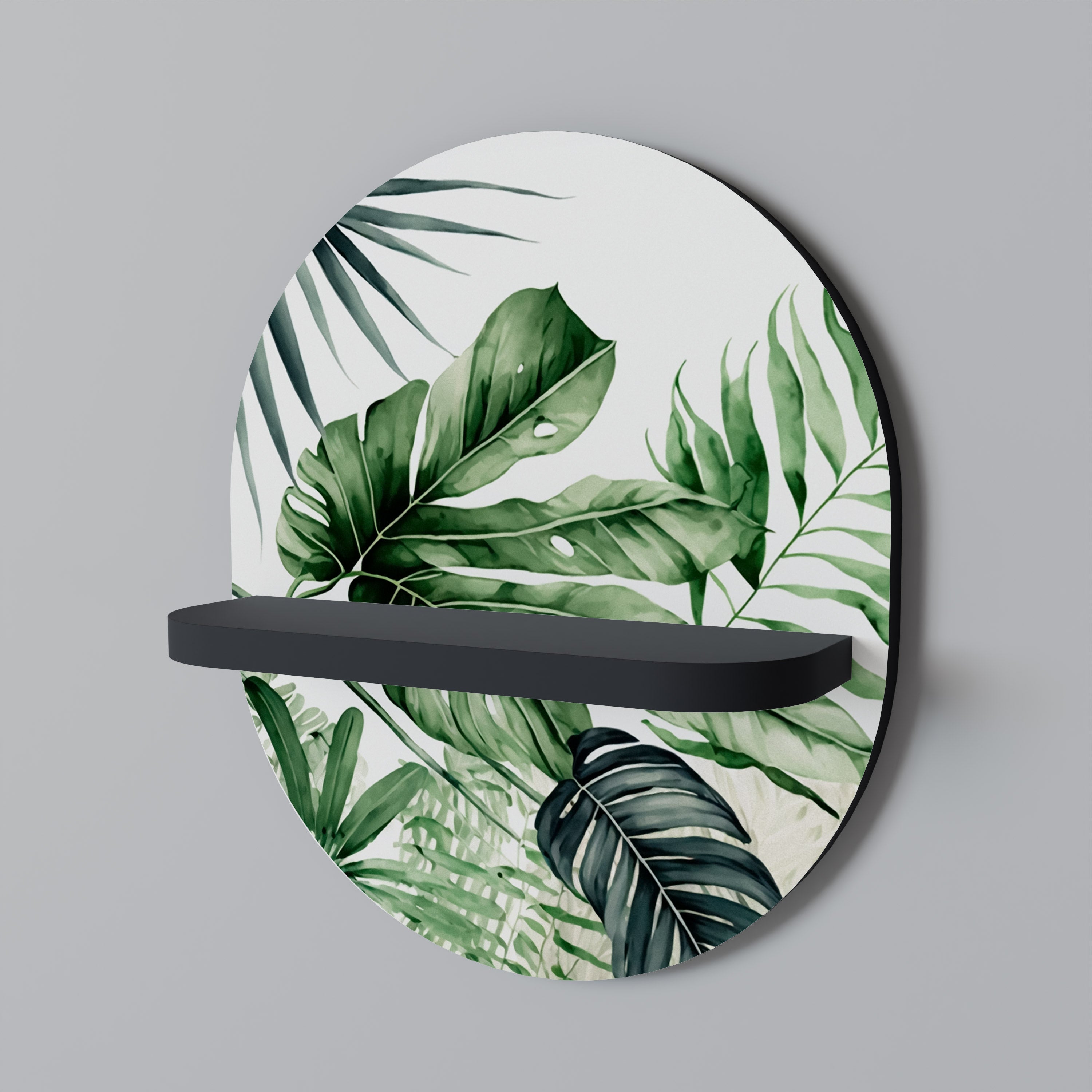 MONSTERA DREAM Prateleira Oval Decorativa em Acabamento Preto
