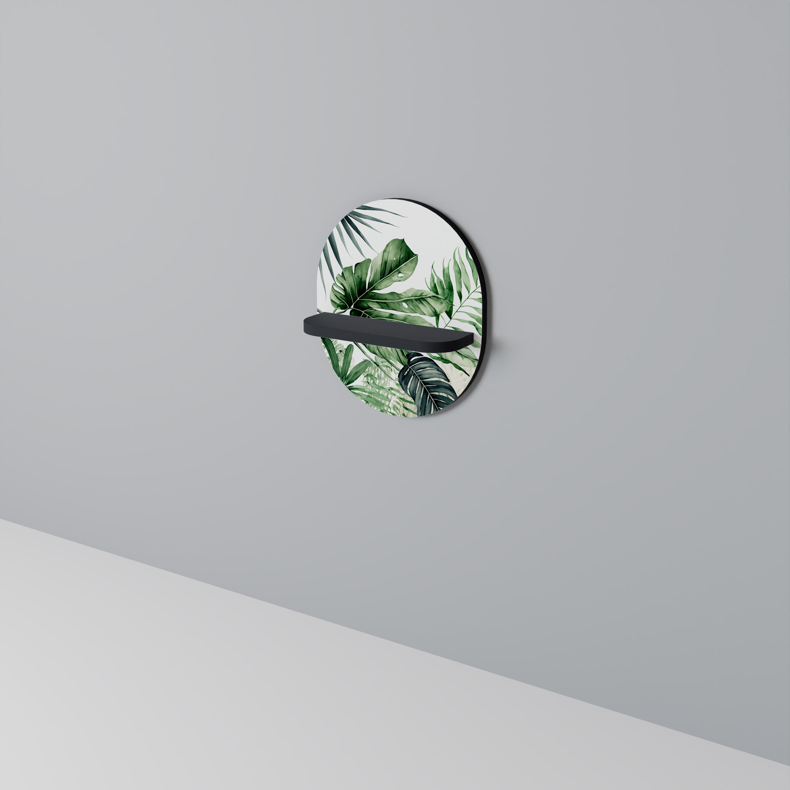 MONSTERA DREAM Prateleira Oval Decorativa em Acabamento Preto