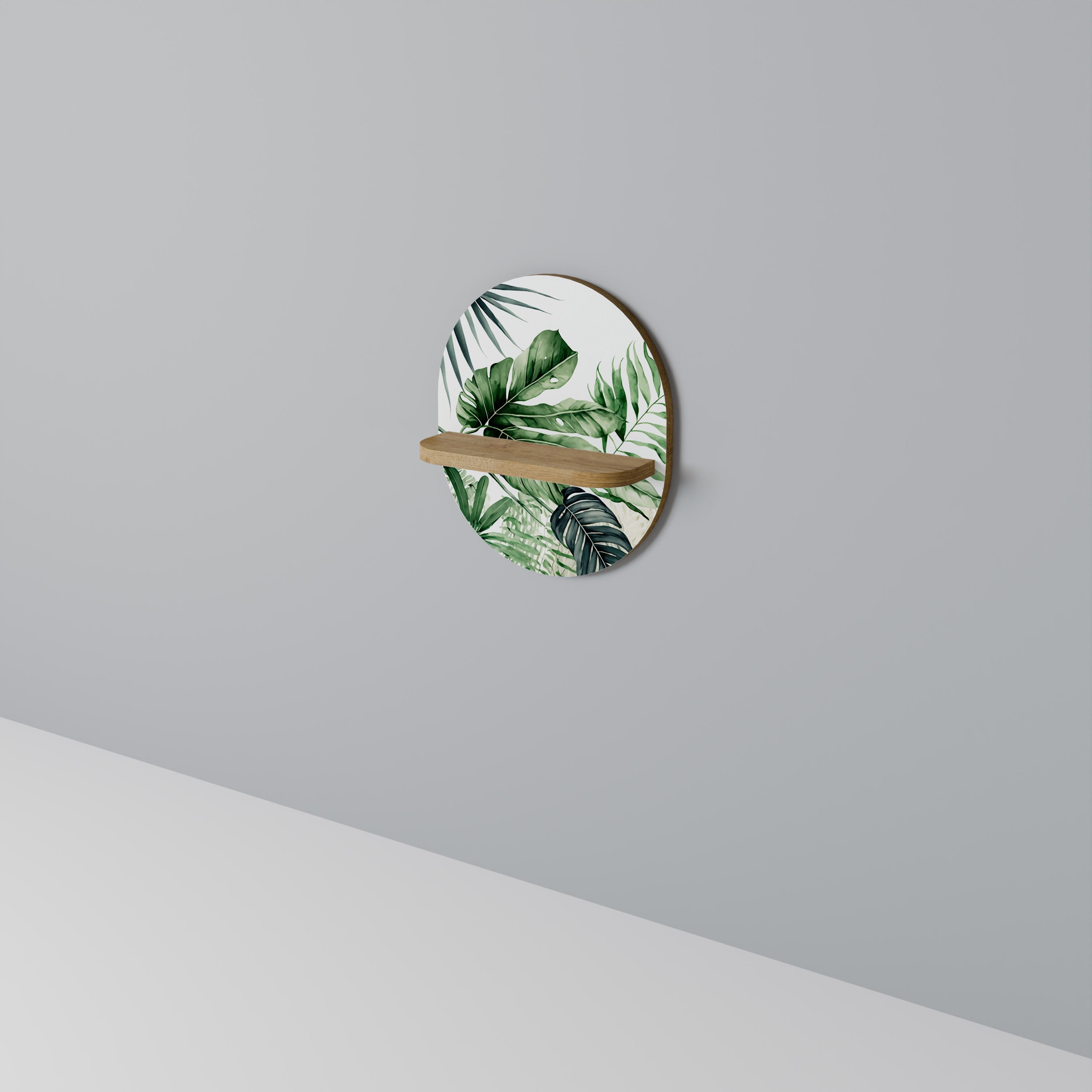 MONSTERA DREAM Prateleira Oval Decorativa em Efeito Carvalho