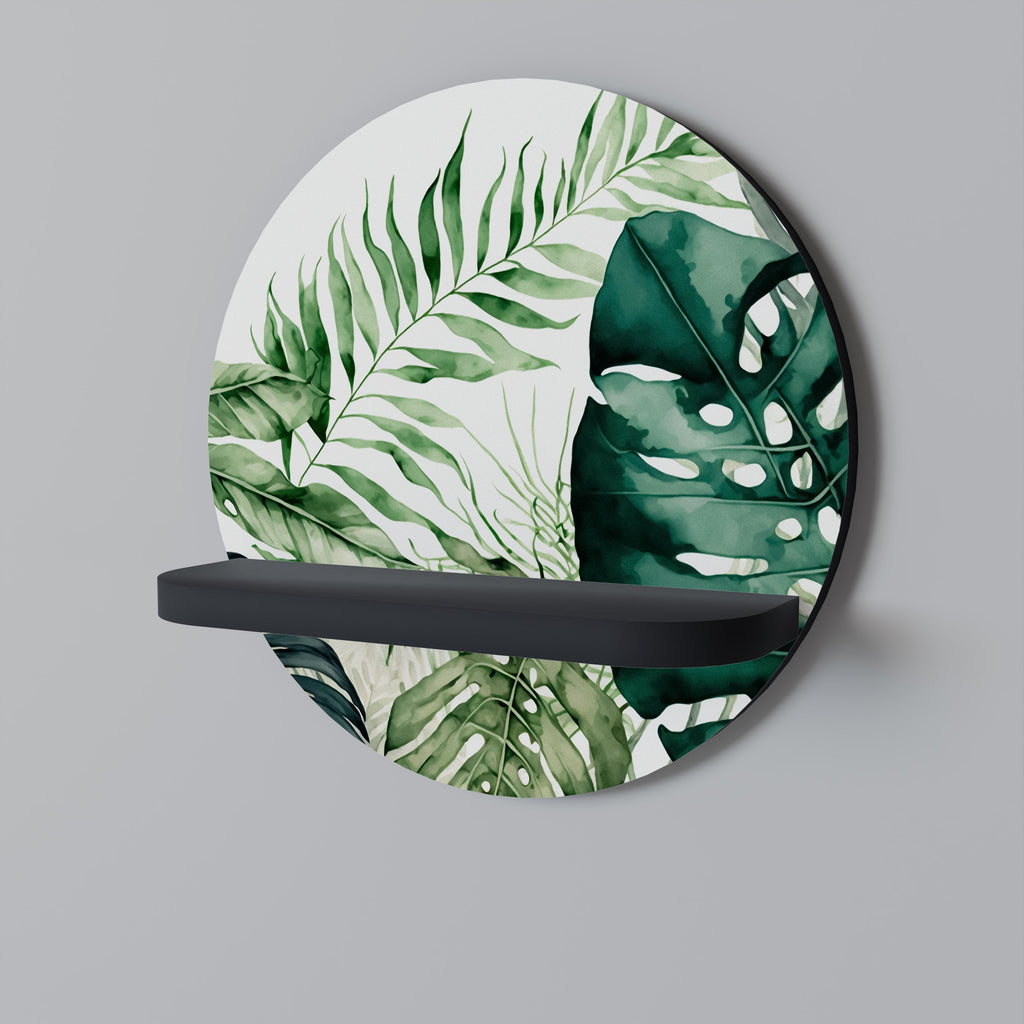 MONSTERA DREAM Prateleira Redonda Decorativa em Acabamento Preto