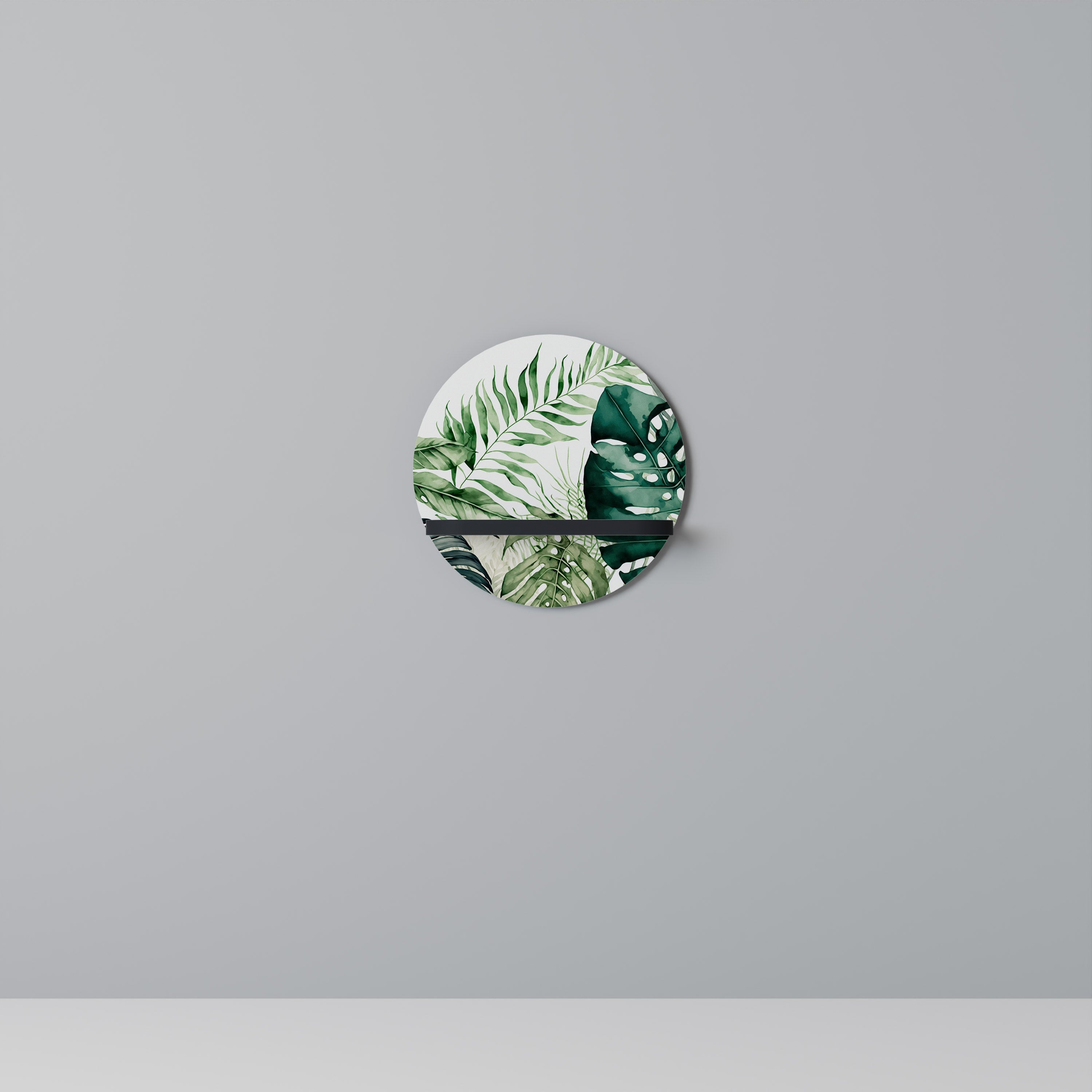 MONSTERA DREAM Prateleira Redonda Decorativa em Acabamento Preto