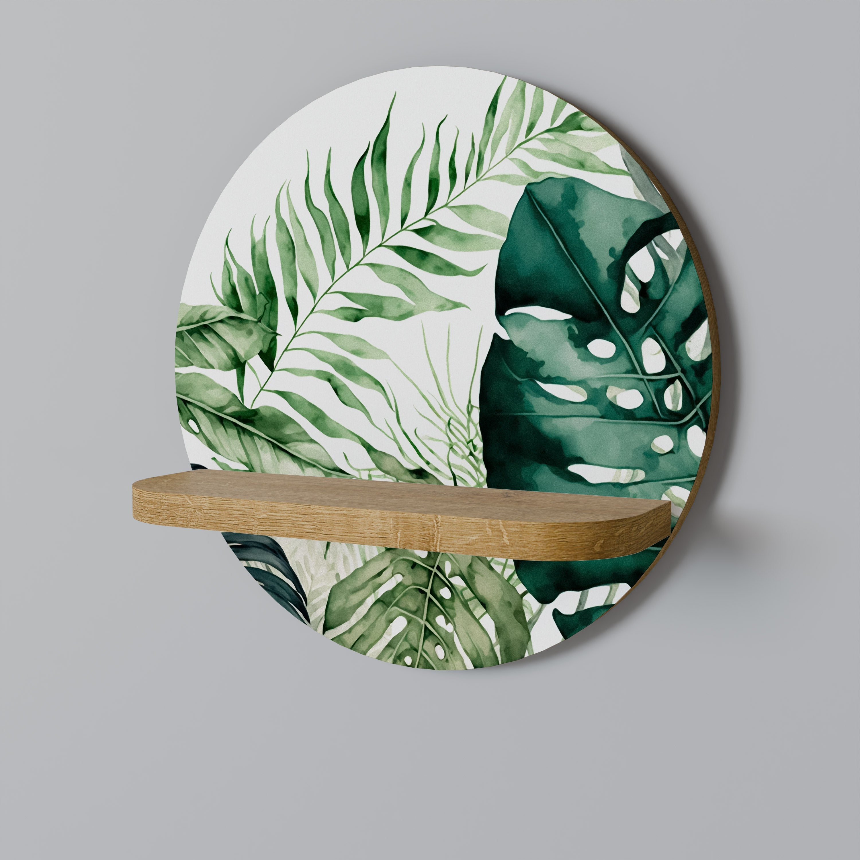 MONSTERA DREAM Prateleira Redonda Decorativa em Efeito Carvalho