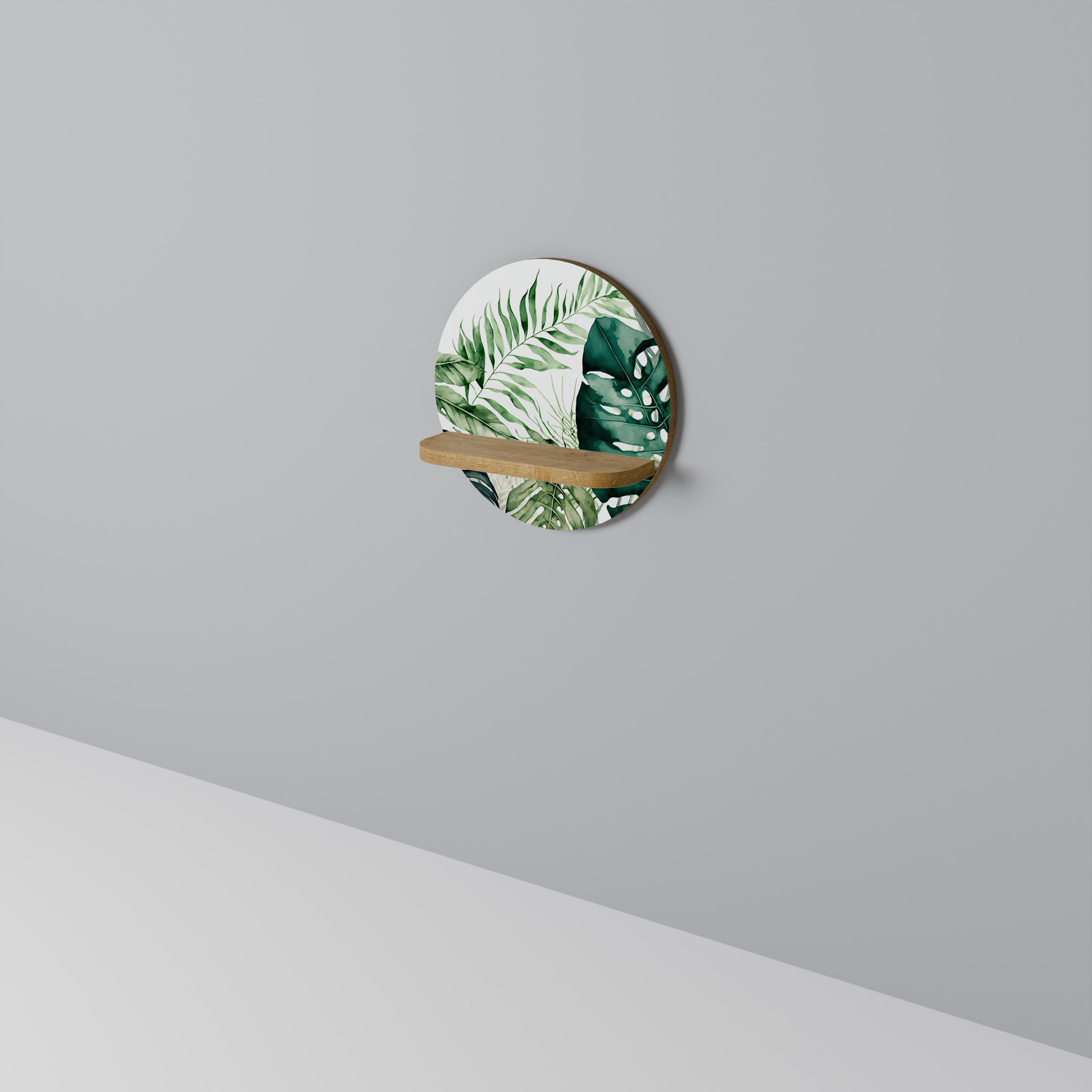 MONSTERA DREAM Prateleira Redonda Decorativa em Efeito Carvalho