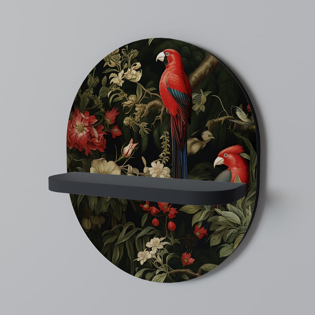 AVIAN BLOSSOMS Prateleira Oval Decorativa em Acabamento Preto