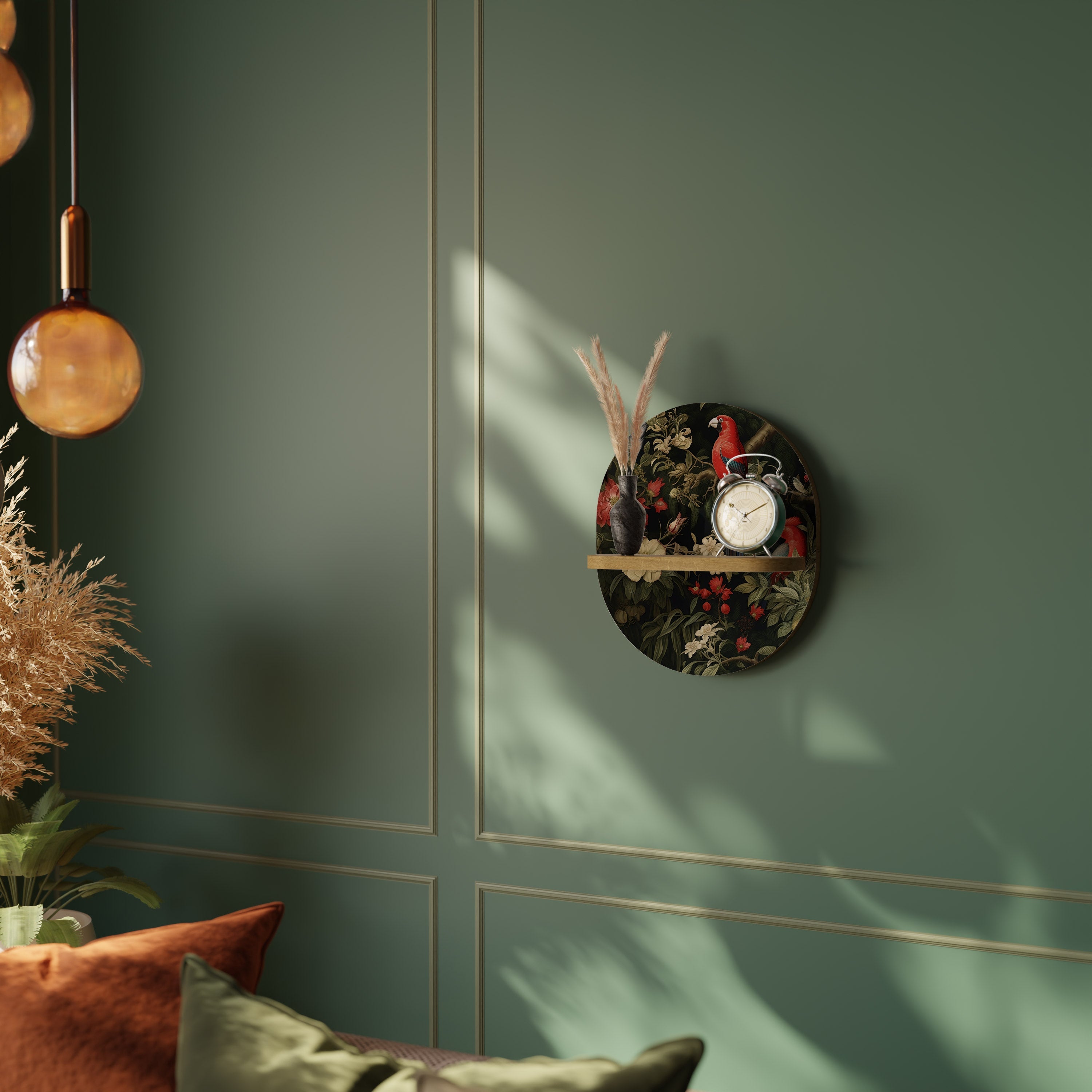 AVIAN BLOSSOMS Prateleira Oval Decorativa em Efeito Carvalho