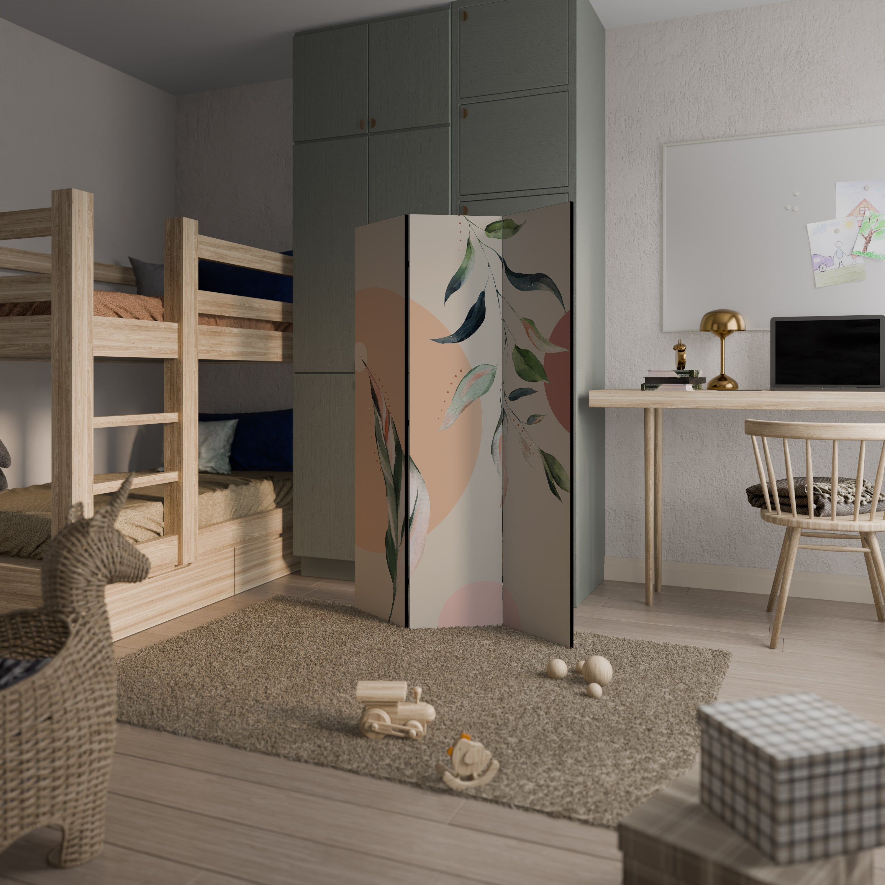 LEAFY SYMPHONY Biombo de 3 Painéis