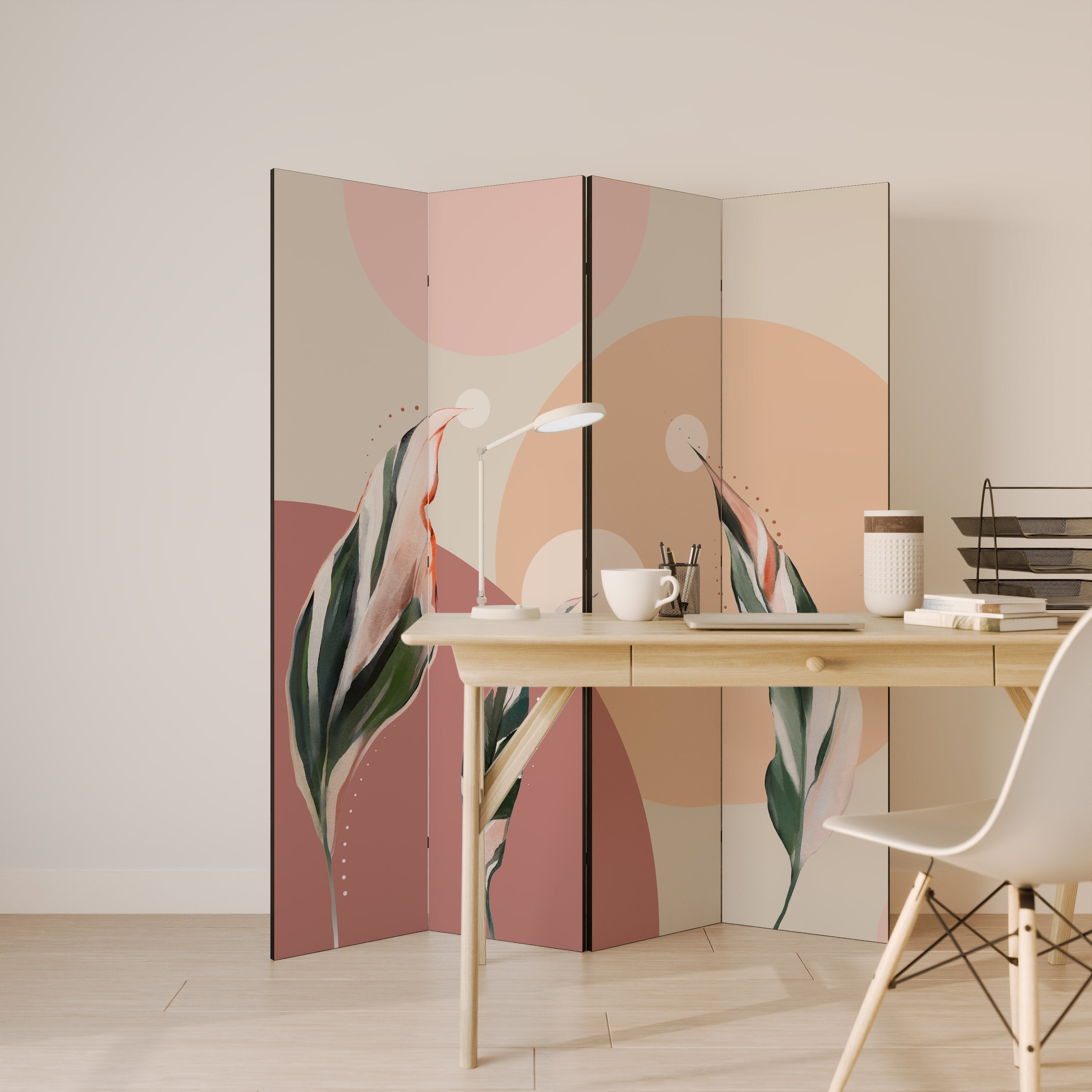 LEAFY SYMPHONY Decorative 4-Panel Room Divider