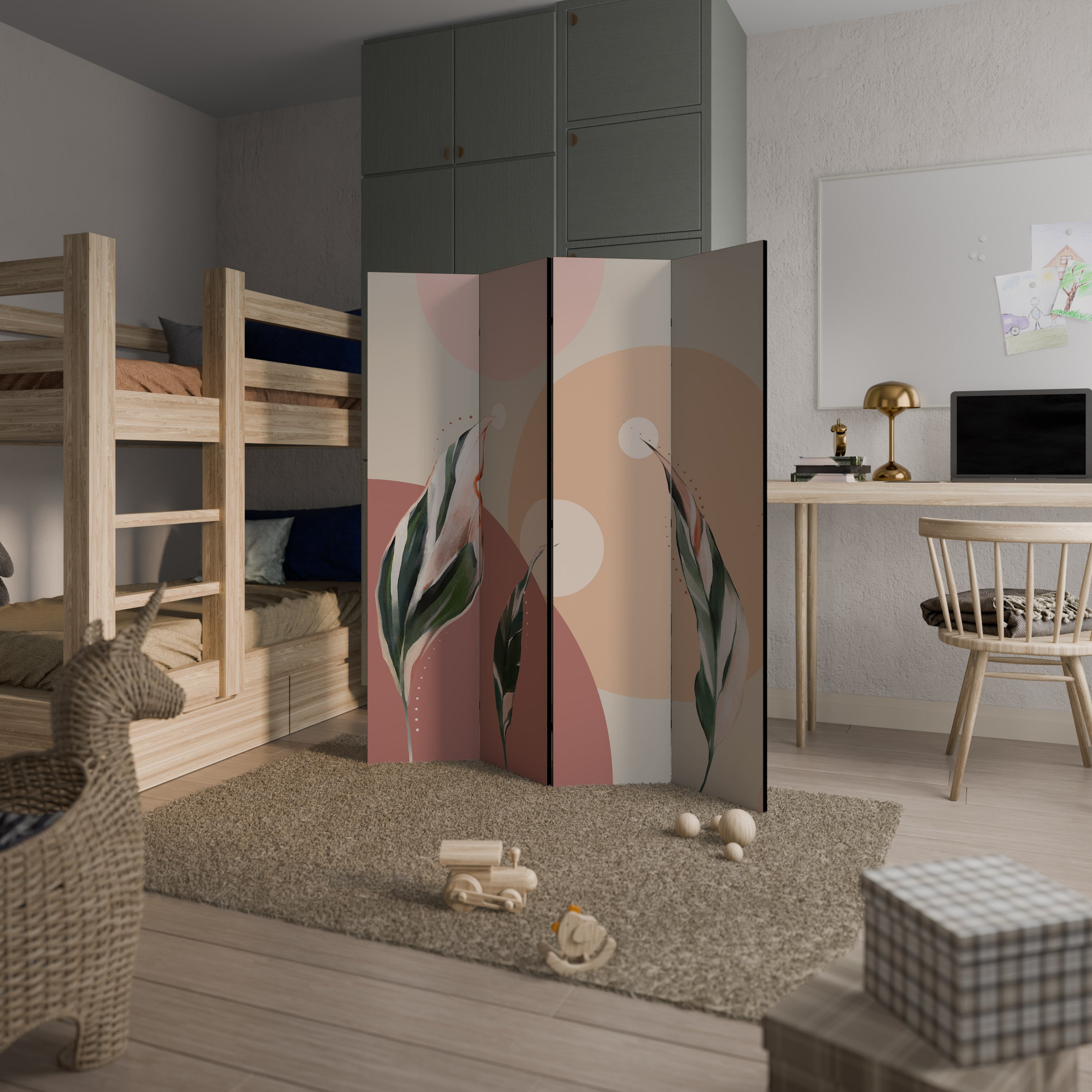 LEAFY SYMPHONY Decorative 4-Panel Room Divider