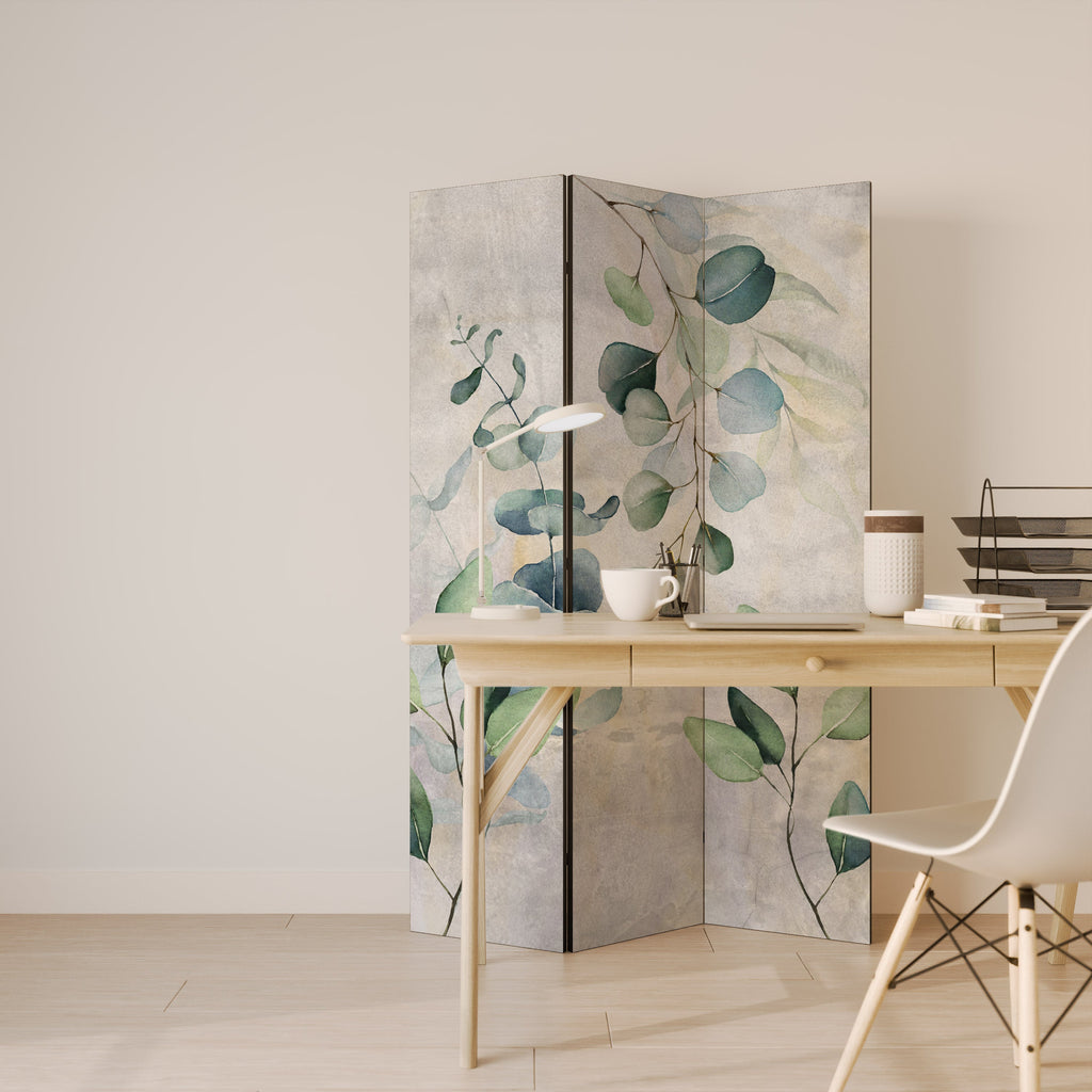 PEACEFUL SPRIGS Biombo Decorativo de 3 Painéis