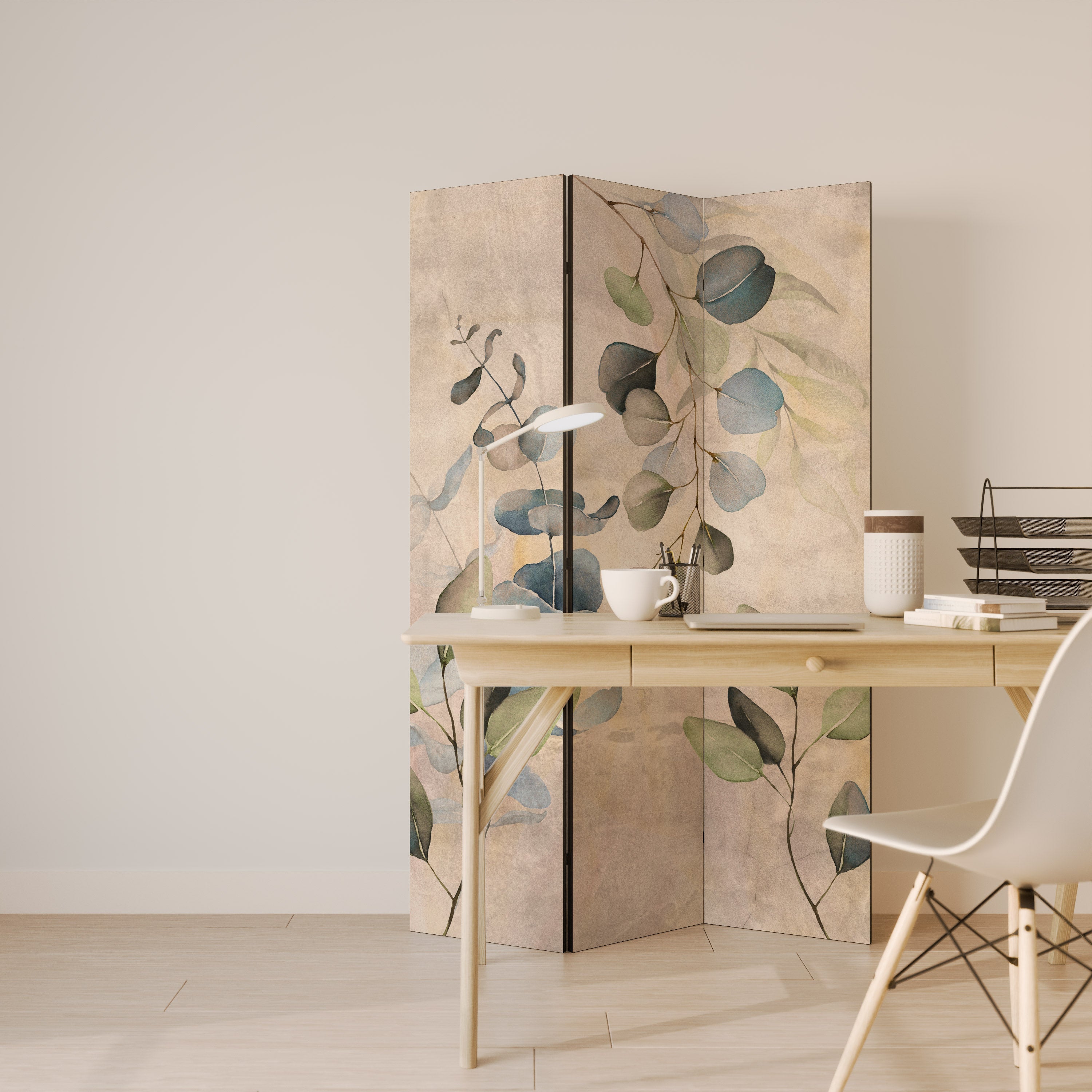 SOFT EARTHEN EMBRACE Biombo Decorativo de 3 Painéis