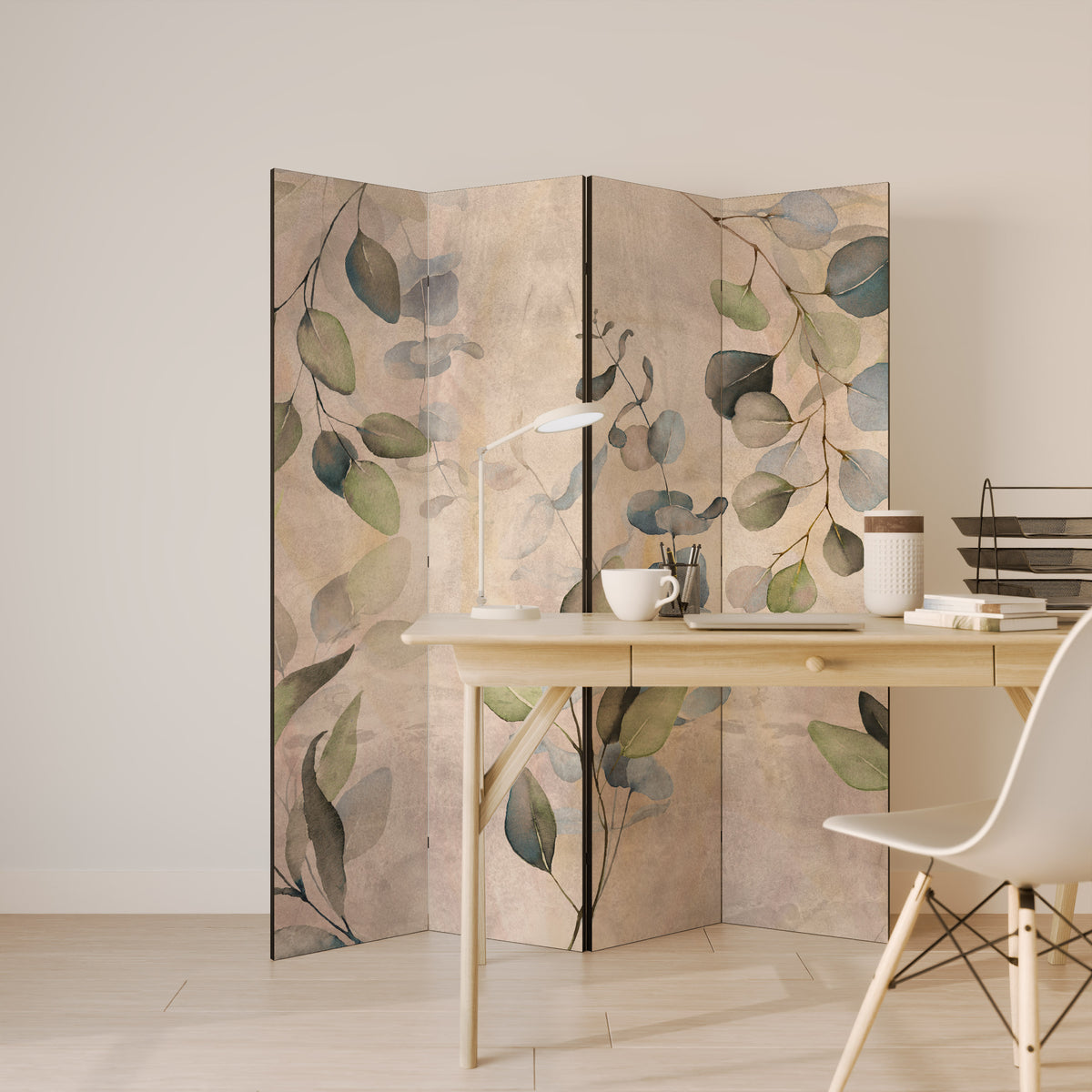 SOFT EARTHEN EMBRACE 4-Panel Room Divider
