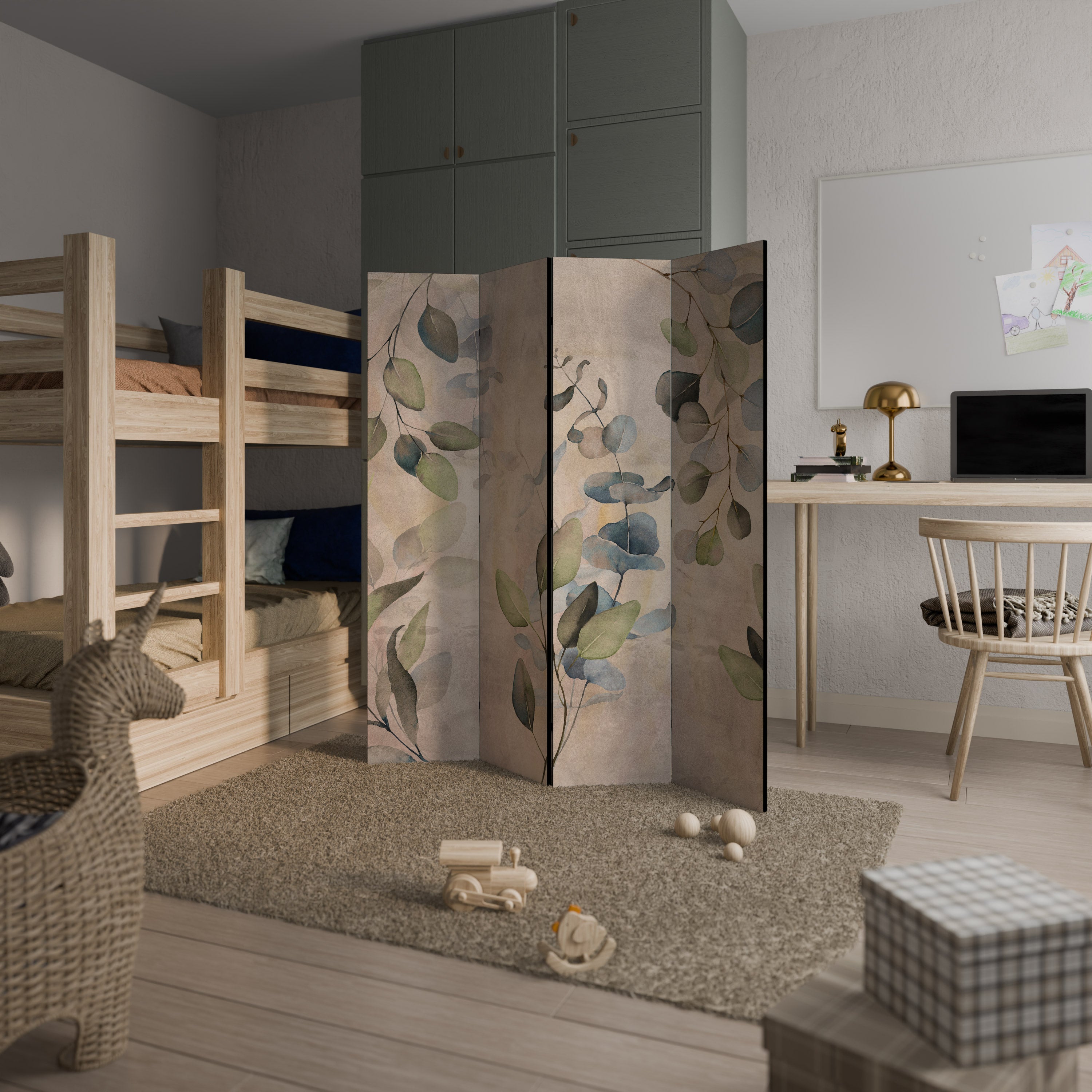 SOFT EARTHEN EMBRACE Decorative 4-Panel Room Divider