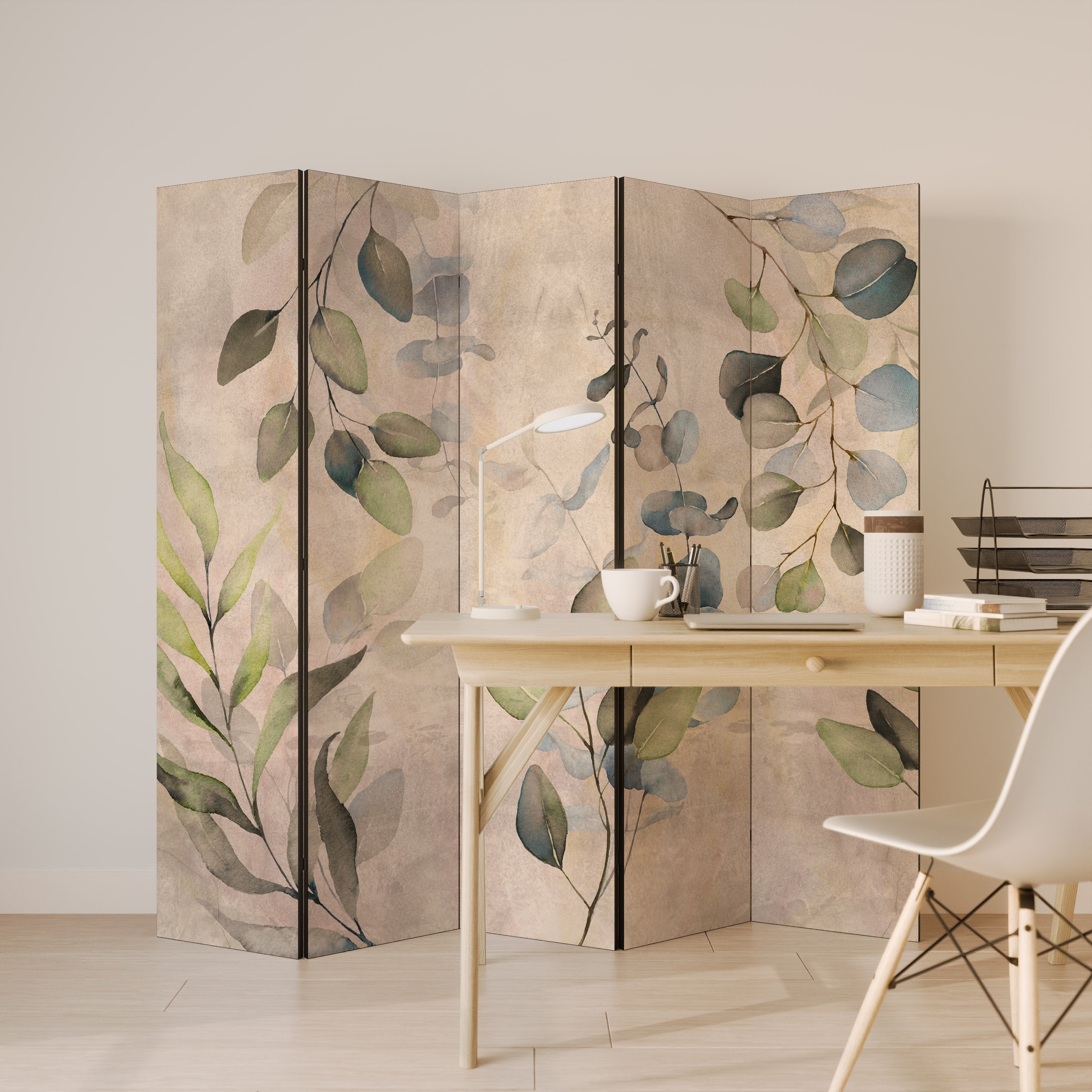 SOFT EARTHEN EMBRACE Decorative 5-Panel Room Divider