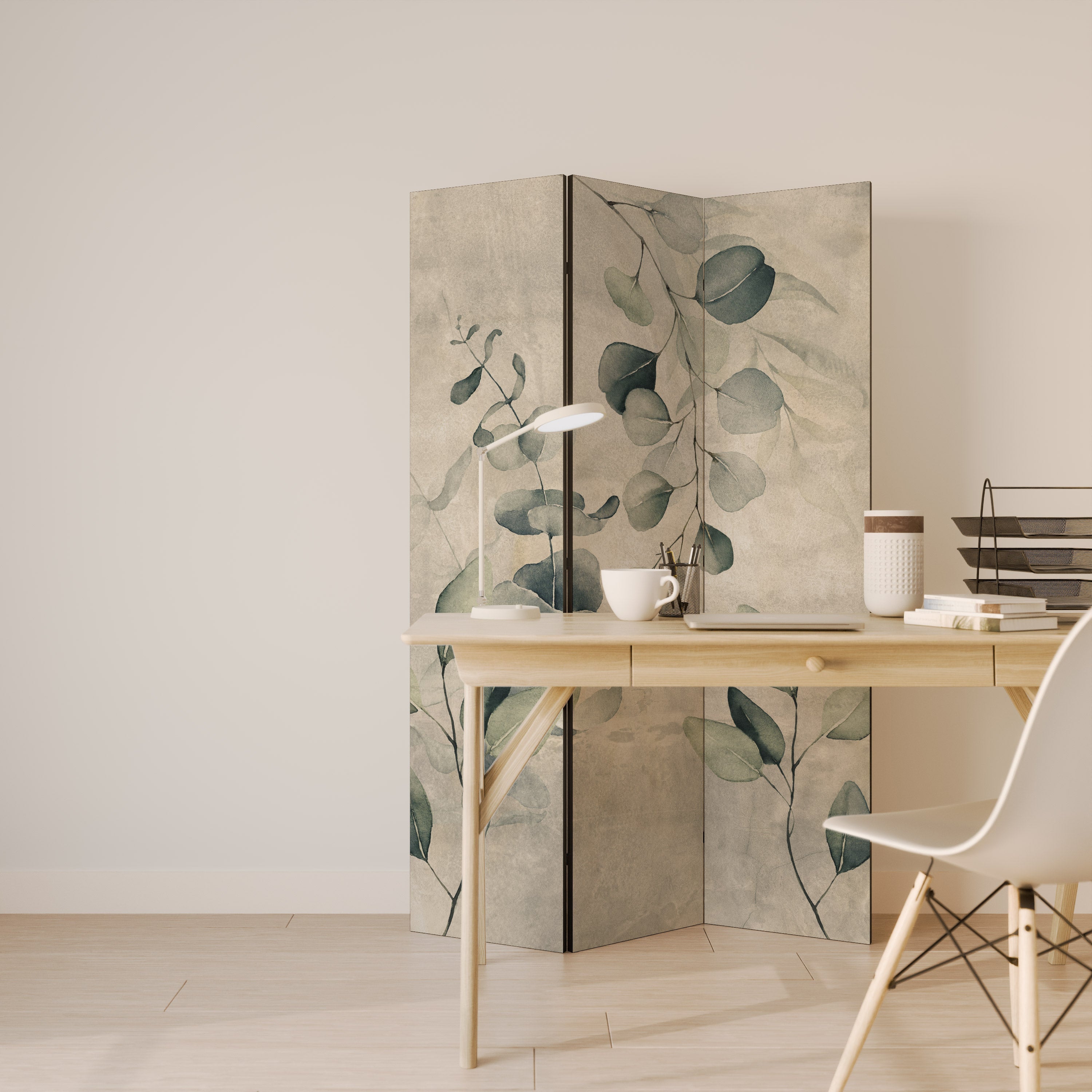 EARTHY TONED ELEGANCE Biombo Decorativo de 3 Painéis