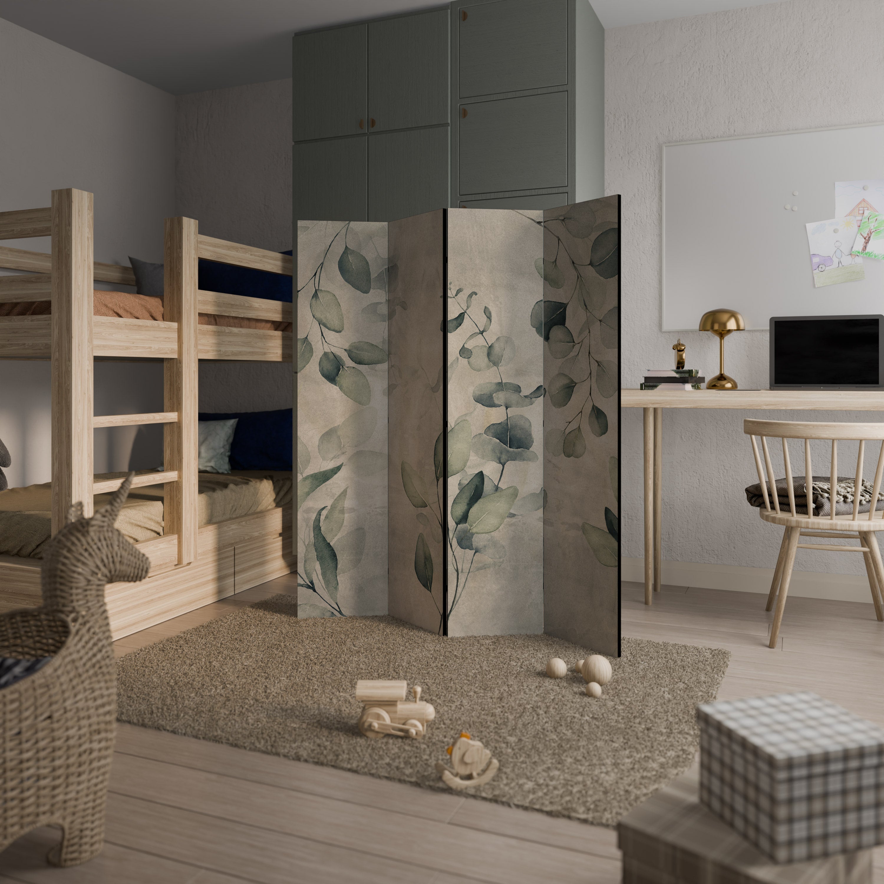 EARTHY TONED ELEGANCE Decorative 4-Panel Room Divider