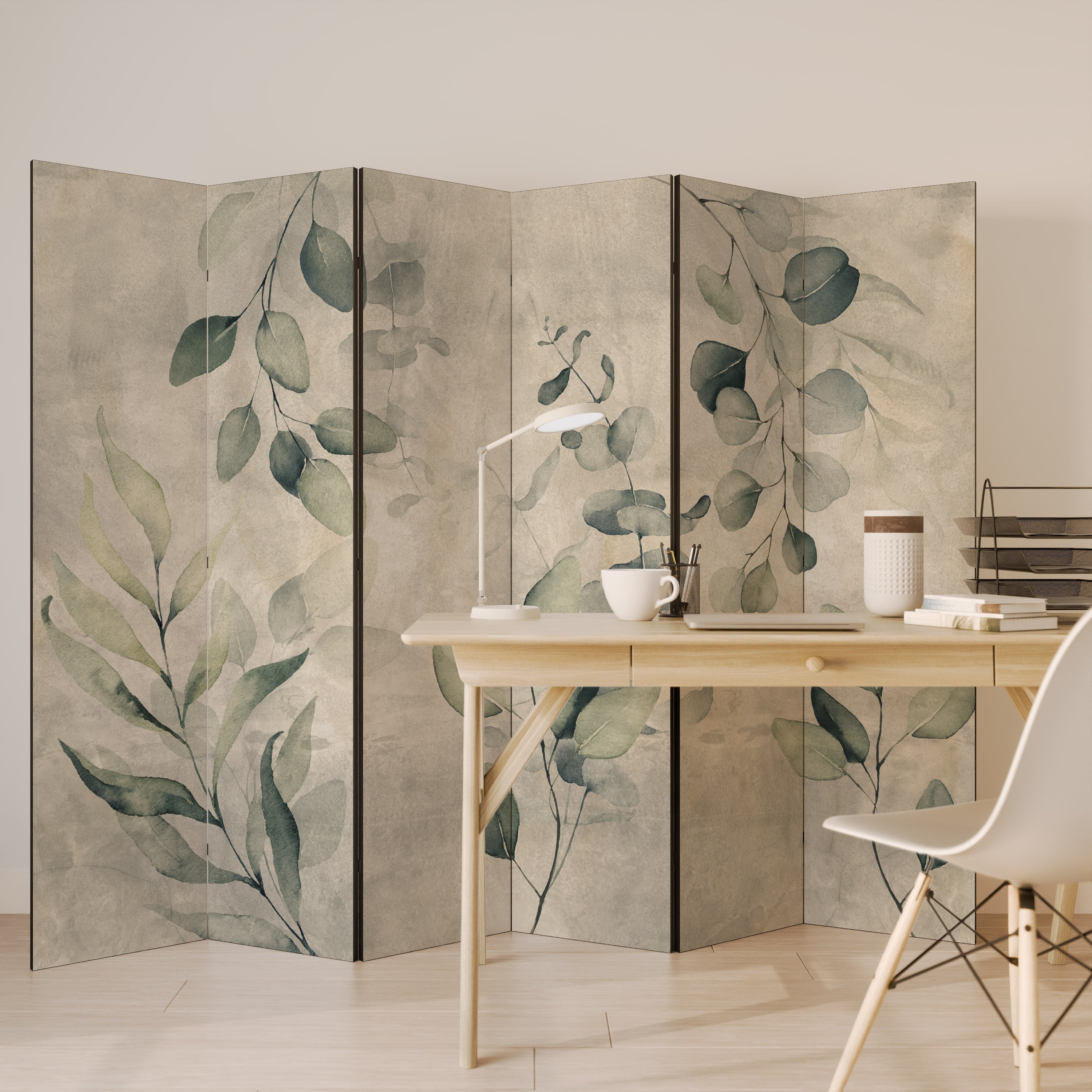 EARTHY TONED ELEGANCE Decorative 6-Panel Room Divider