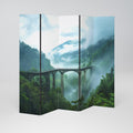 MISTY MOUNTAIN BRIDGES Decorative 5-Panel Room Divider