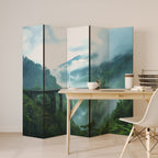 MISTY MOUNTAIN BRIDGES Decorative 5-Panel Room Divider