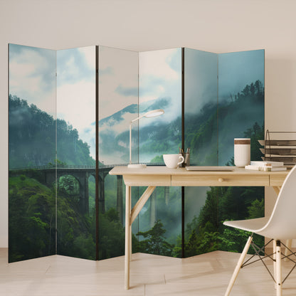 MISTY MOUNTAIN BRIDGES Biombo de 6 Painéis