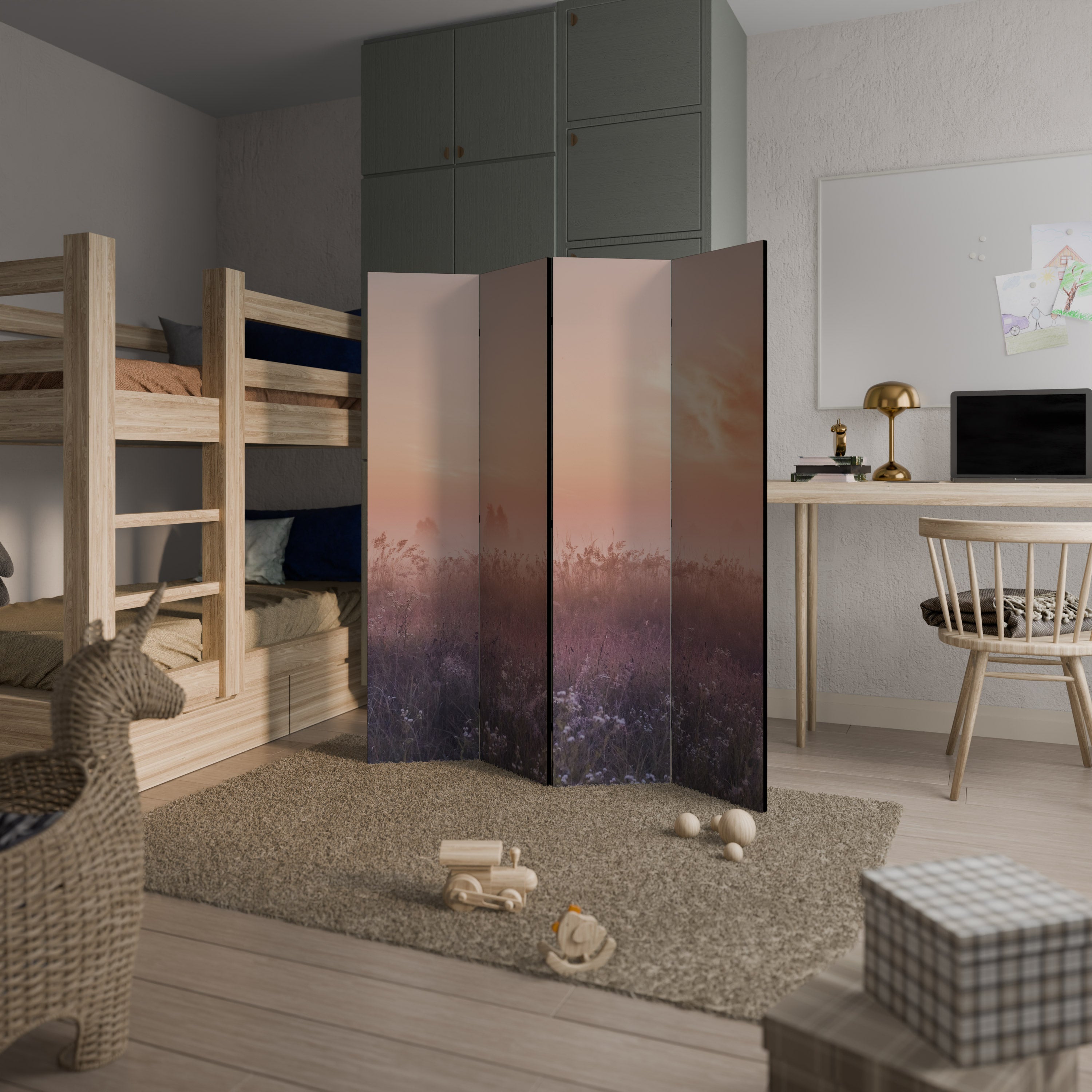 ENCHANTED MORNING VEIL Decorative 4-Panel Room Divider