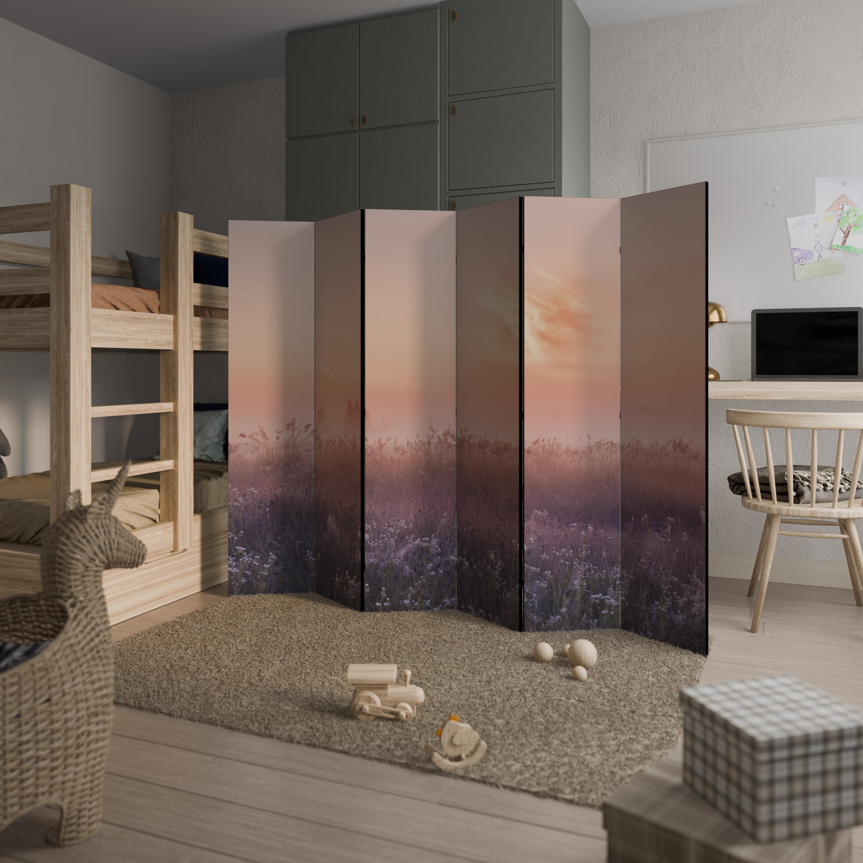 ENCHANTED MORNING VEIL Decorative 6-Panel Room Divider