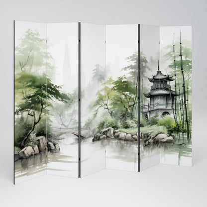 HARMONIOUS WATERSCAPE SCENE Biombo de 6 Painéis