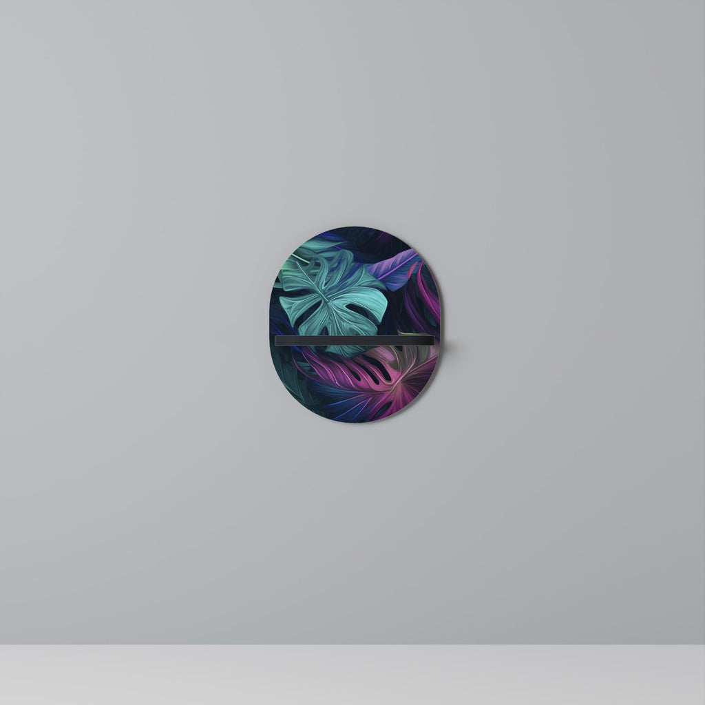 PSYCHODELIC MONSTERA Prateleira Oval Decorativa em Acabamento Preto