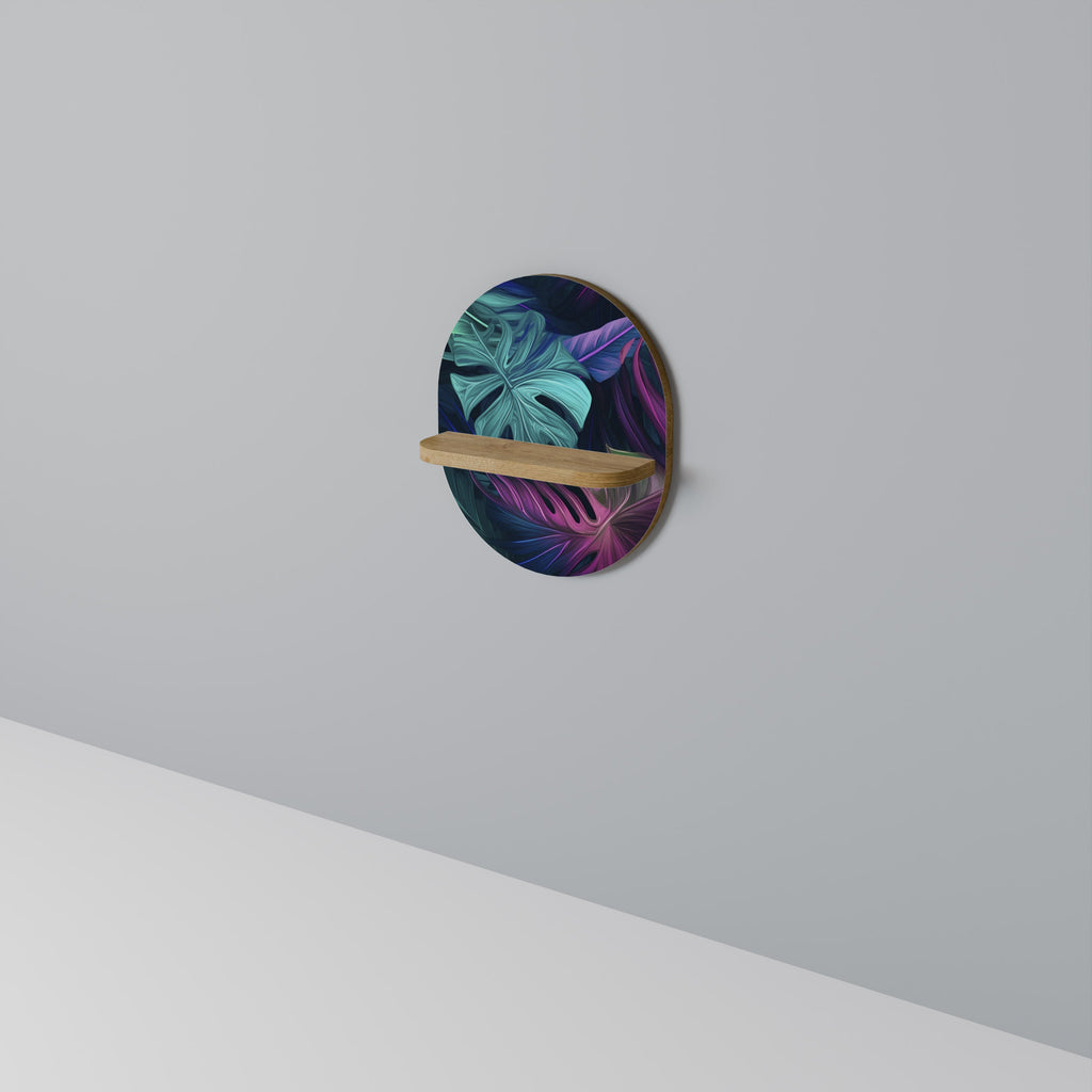 PSYCHODELIC MONSTERA Prateleira Oval Decorativa em Efeito Carvalho