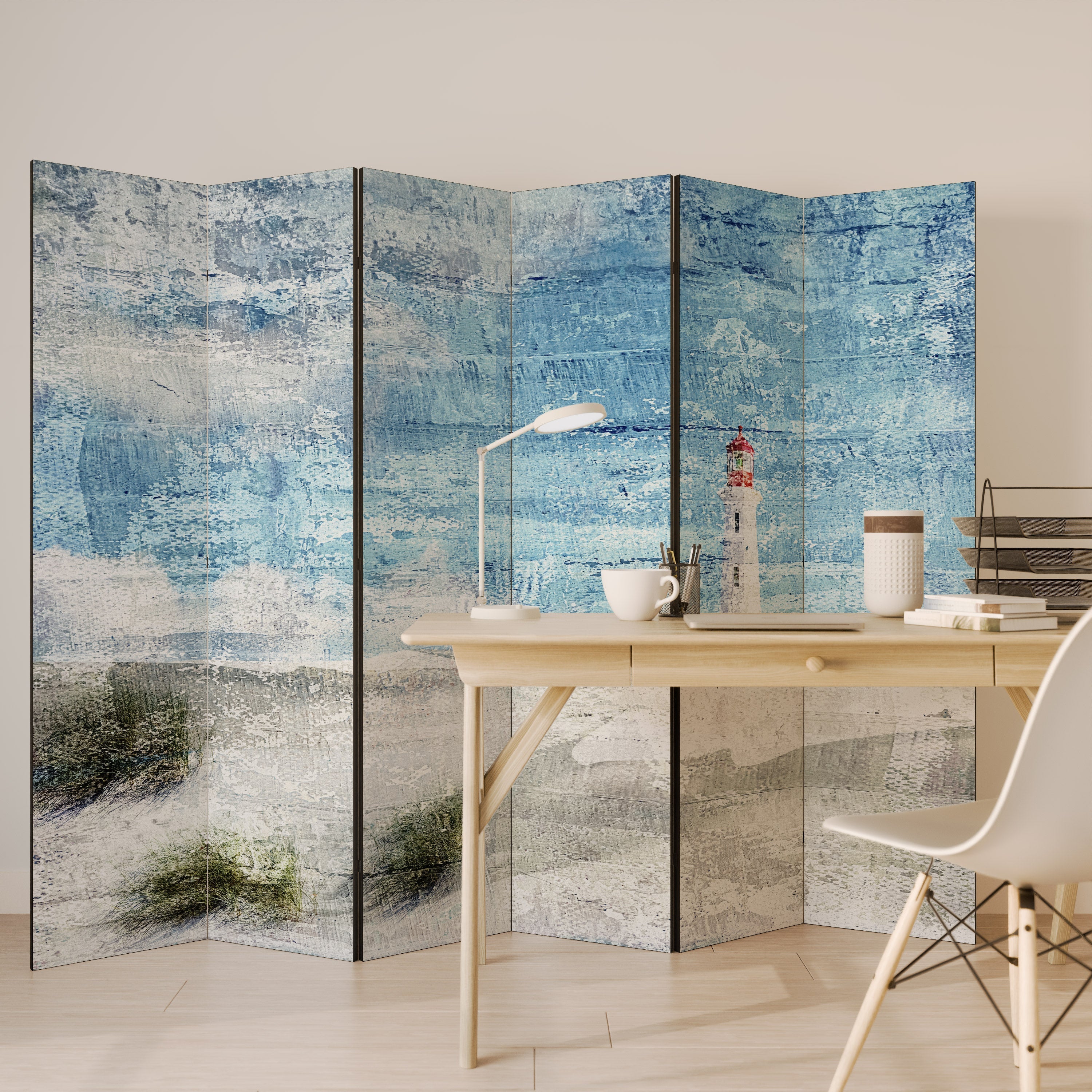 LIGHTHOUSE IN TRANQUILITY Decorative 6-Panel Room Divider