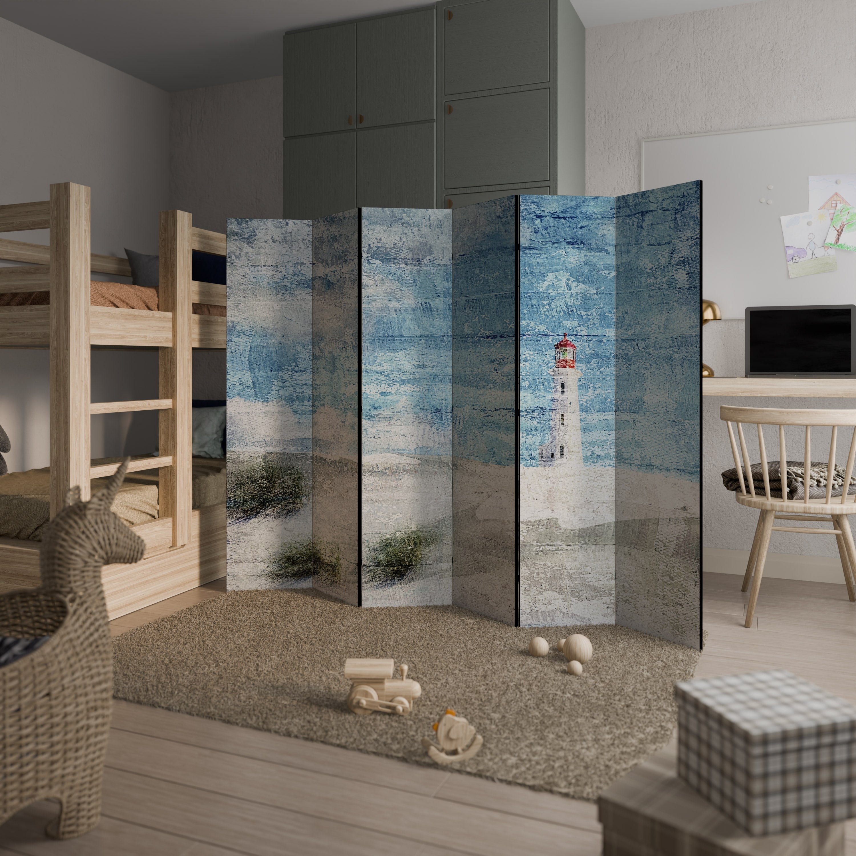 LIGHTHOUSE IN TRANQUILITY Decorative 6-Panel Room Divider