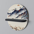 JAPANESE LANDSCAPE Prateleira Oval Decorativa em Acabamento Preto