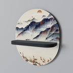 JAPANESE LANDSCAPE Prateleira Oval Decorativa em Acabamento Preto