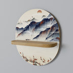 JAPANESE LANDSCAPE Prateleira Oval Decorativa em Efeito Carvalho
