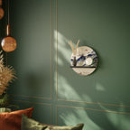 JAPANESE LANDSCAPE Round Art Shelf In Black Finish