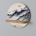 JAPANESE LANDSCAPE Prateleira Redonda Decorativa em Efeito Carvalho