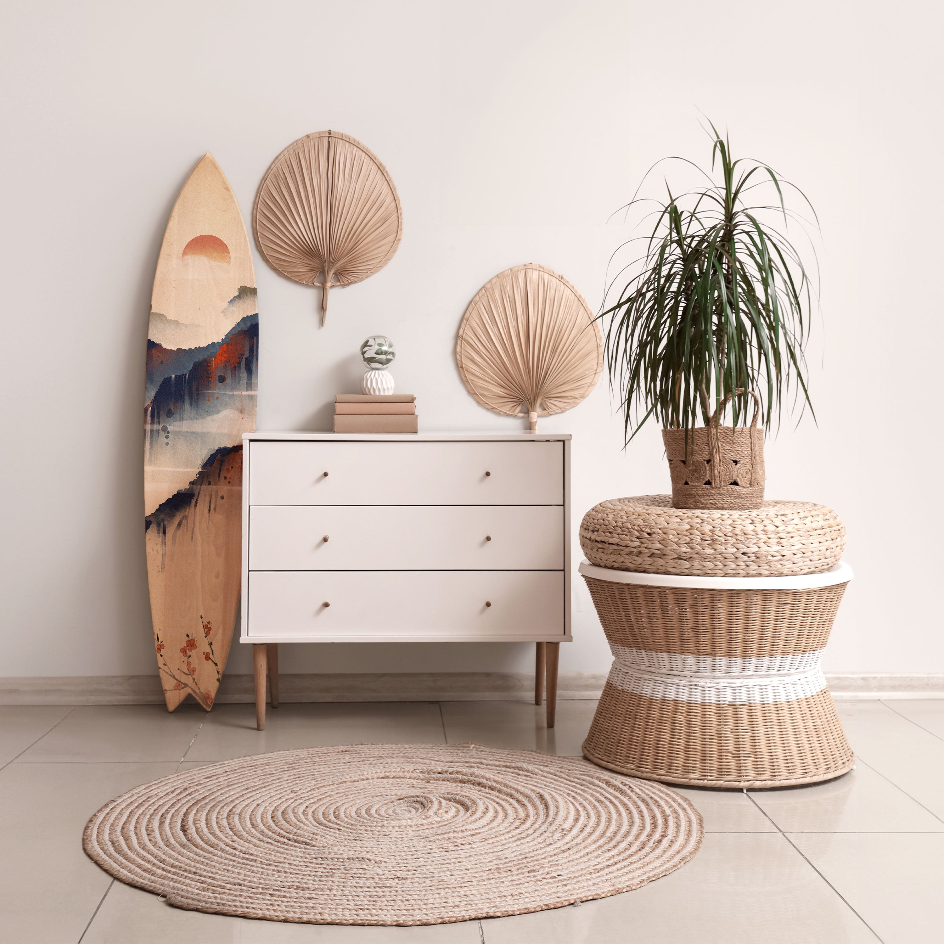 JAPANESE LANDSCAPE Painel Decorativo Prancha de Surf