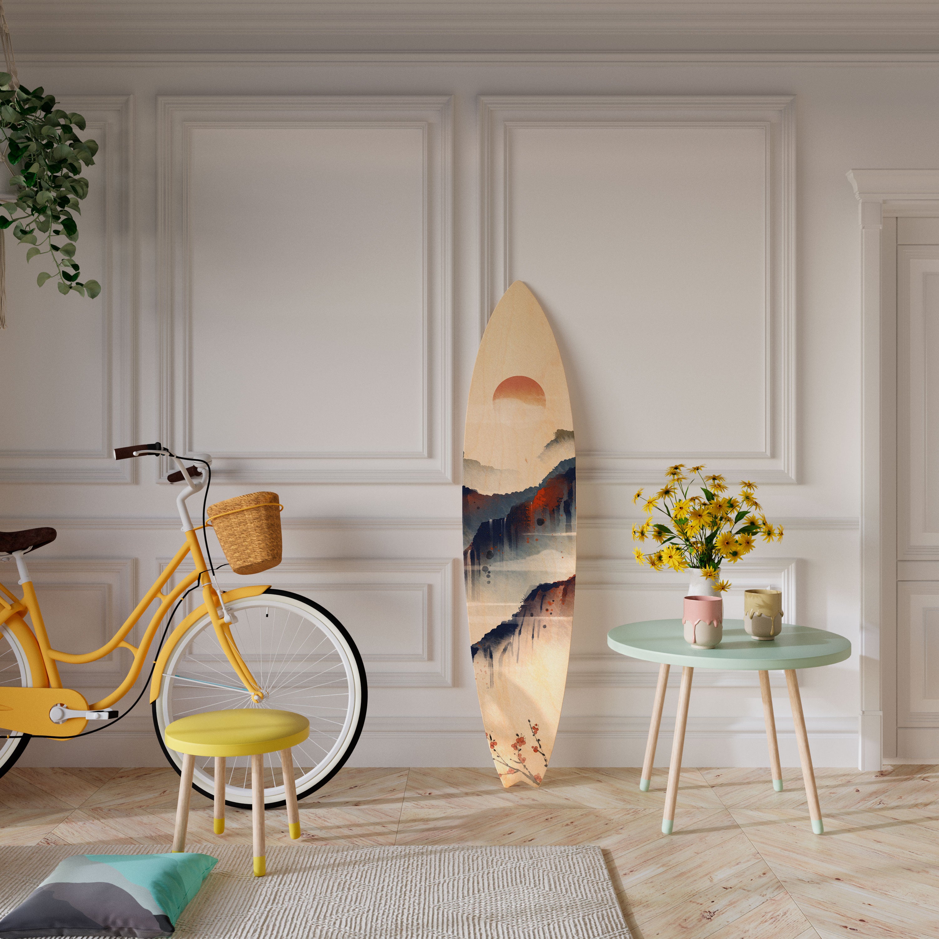 JAPANESE LANDSCAPE Painel Decorativo Prancha de Surf