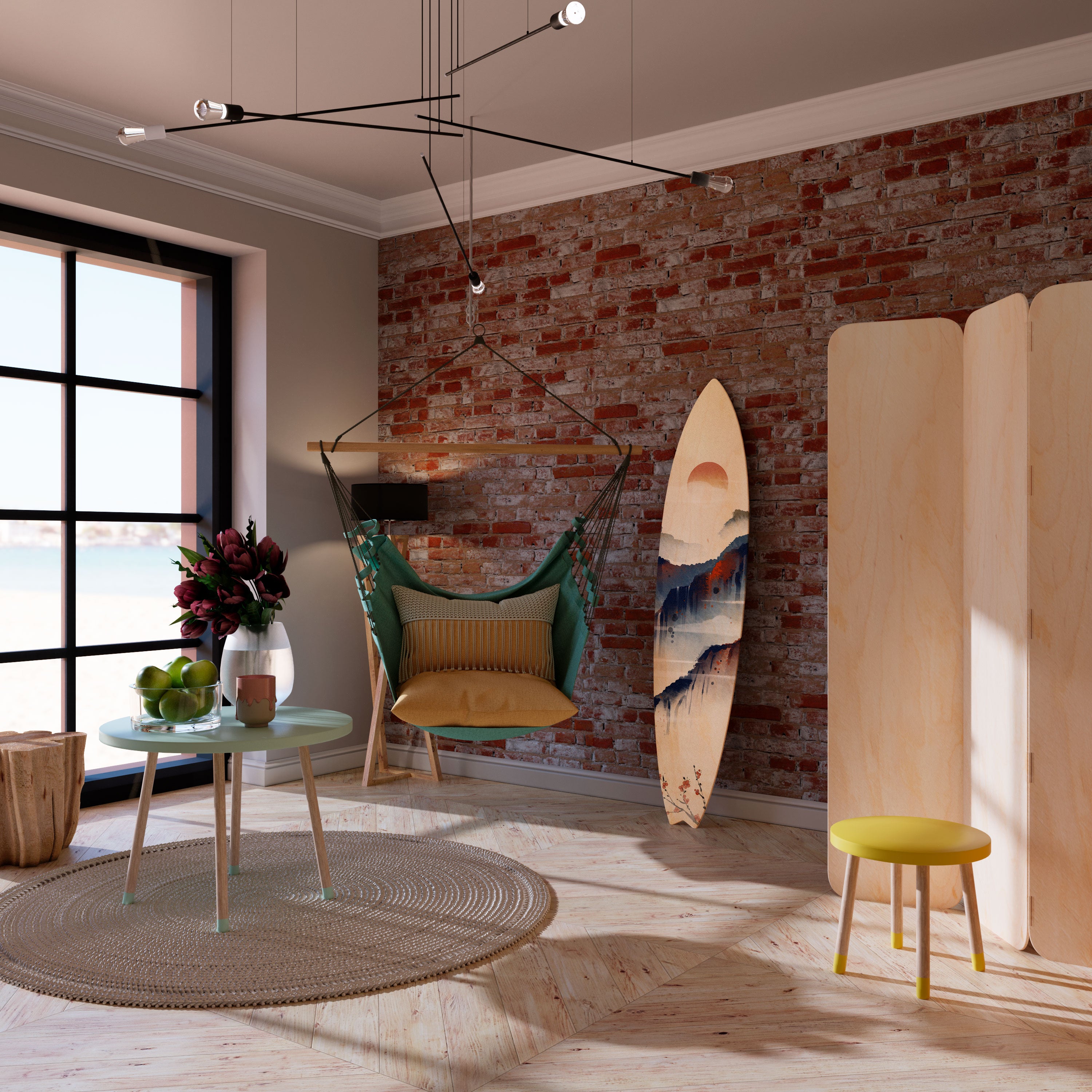 JAPANESE LANDSCAPE Painel Decorativo Prancha de Surf