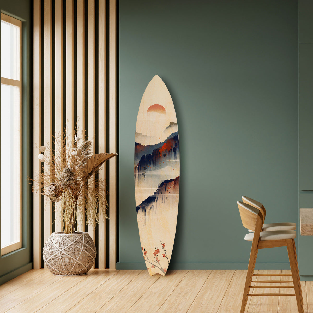 JAPANESE LANDSCAPE Painel Decorativo Prancha de Surf