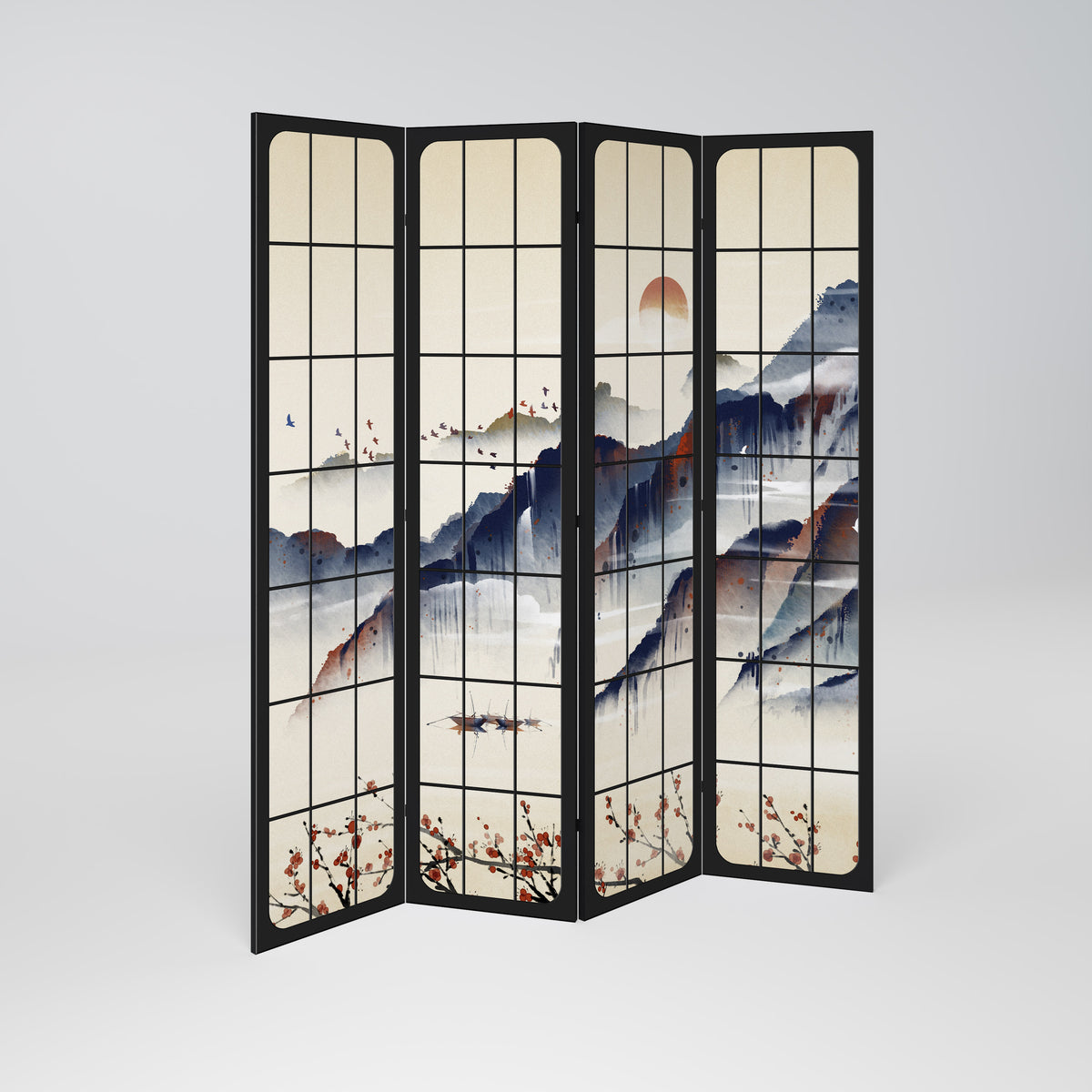 JAPANESE LANDSCAPE Biombo de 4 Painéis