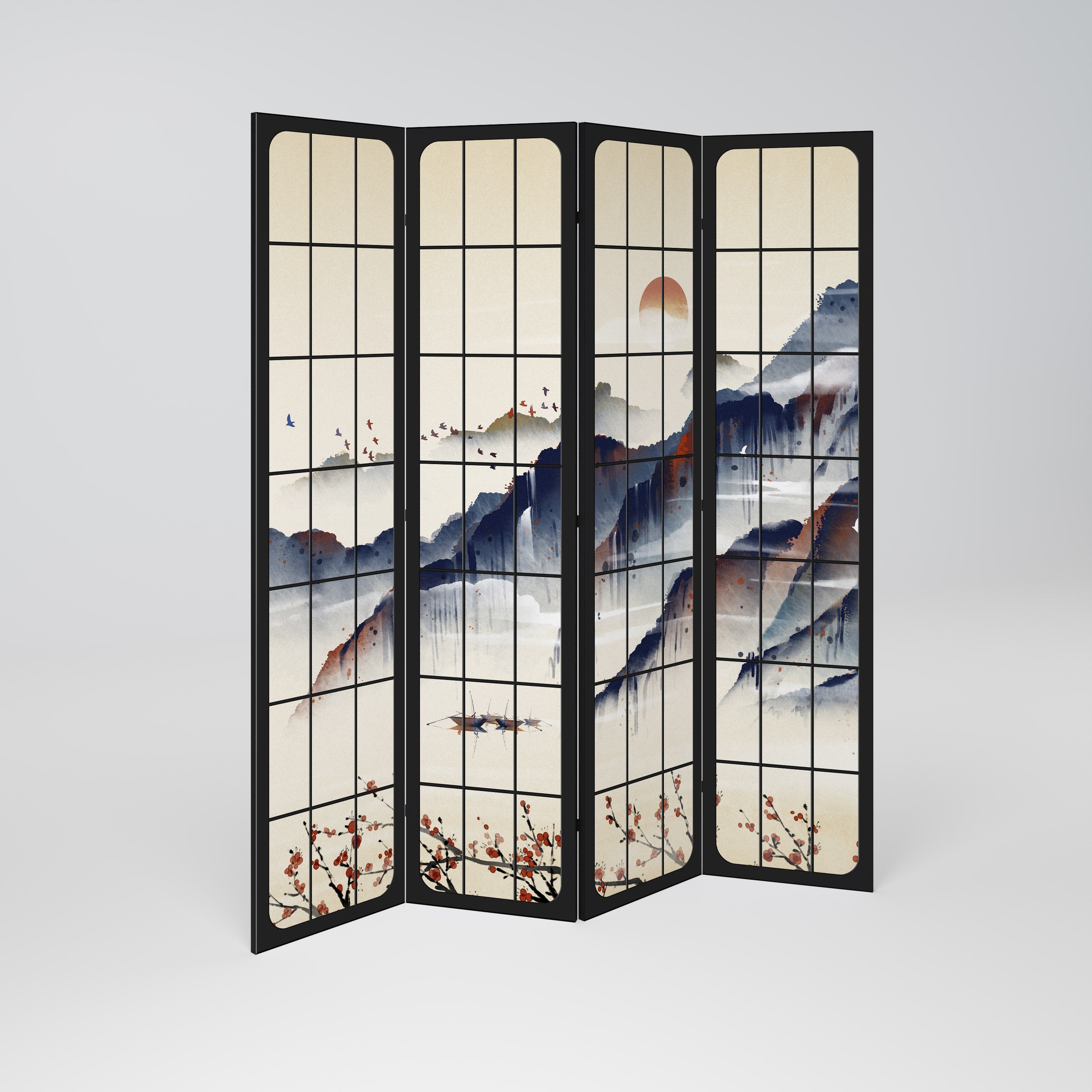 JAPANESE LANDSCAPE Biombo de 4 Painéis