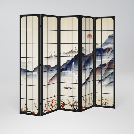 JAPANESE LANDSCAPE Biombo de 5 Painéis