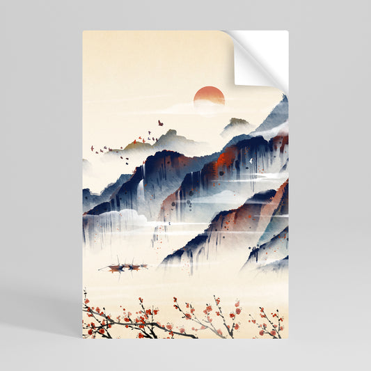 JAPANESE LANDSCAPE Póster Autocolante Vertical