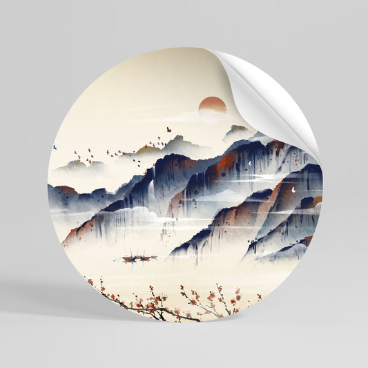 JAPANESE LANDSCAPE Autocolante Redondo Removível
