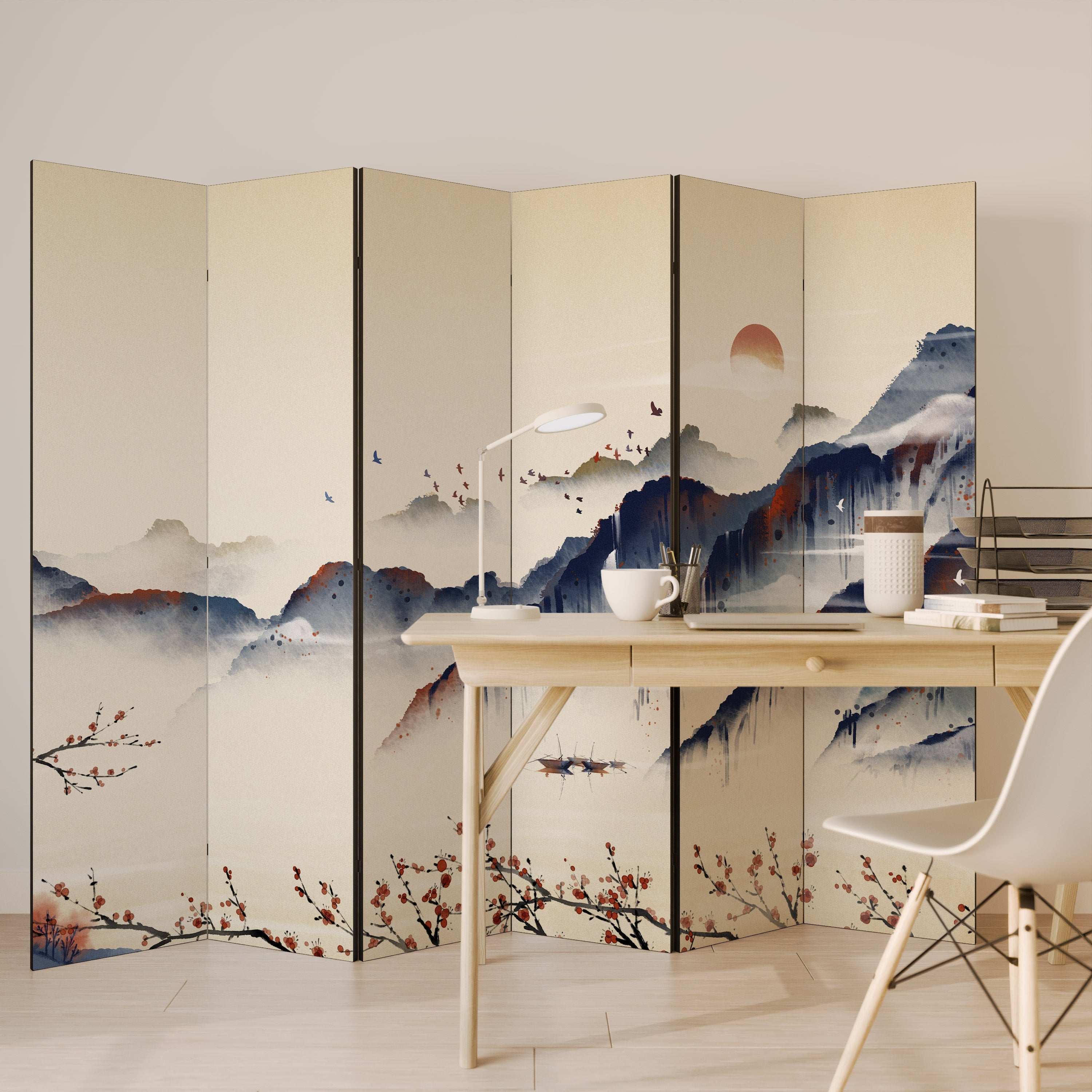 ORIENTAL LANDSCAPE Decorative 6-Panel Room Divider